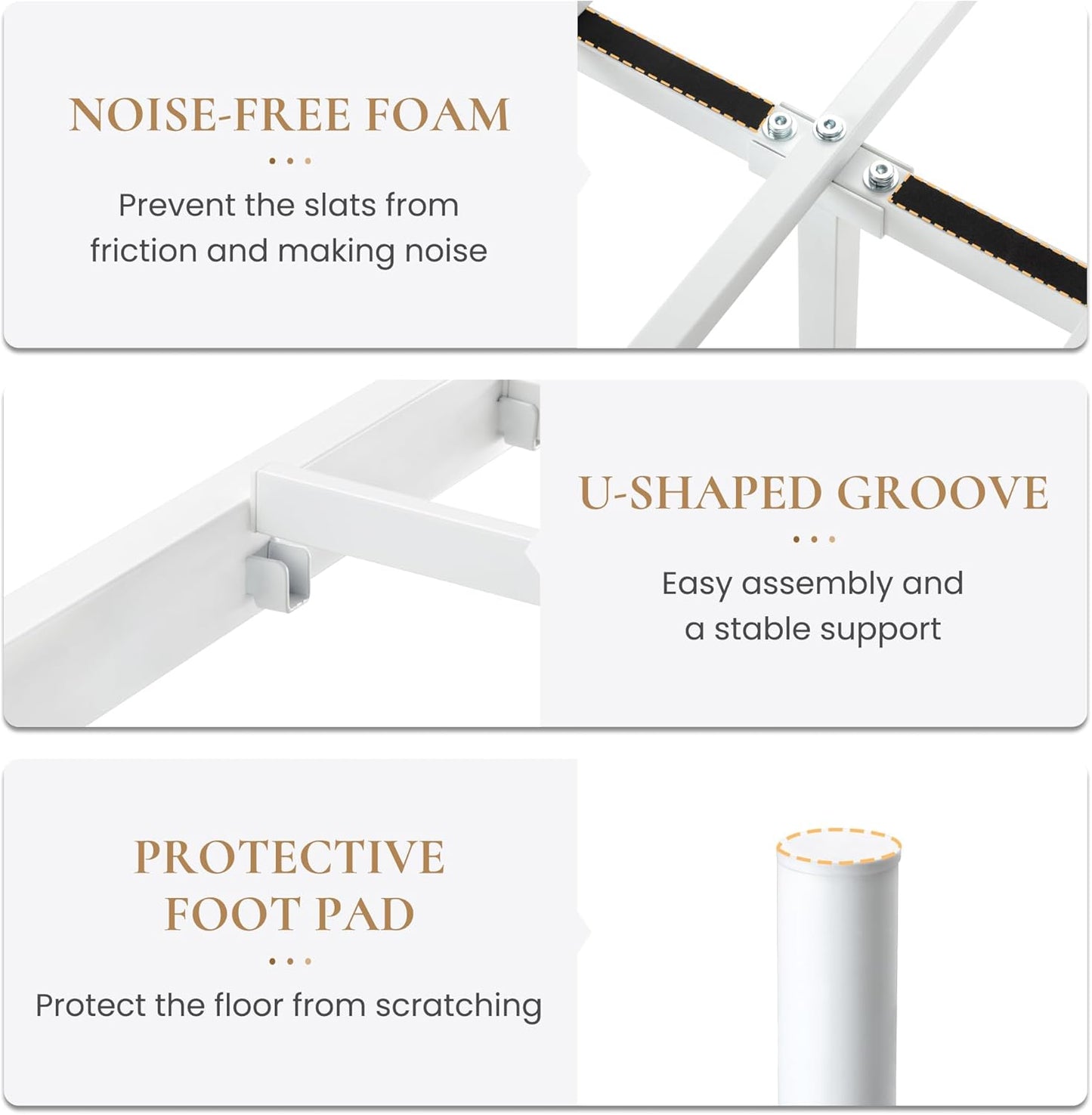 SHA CERLIN 14'' Queen Size Metal Platform Bed Frame/Victorian Headboard and Footboard/Steel Slats Mattress Foundation for Storage/No Box Spring Needed/Noise Free/White