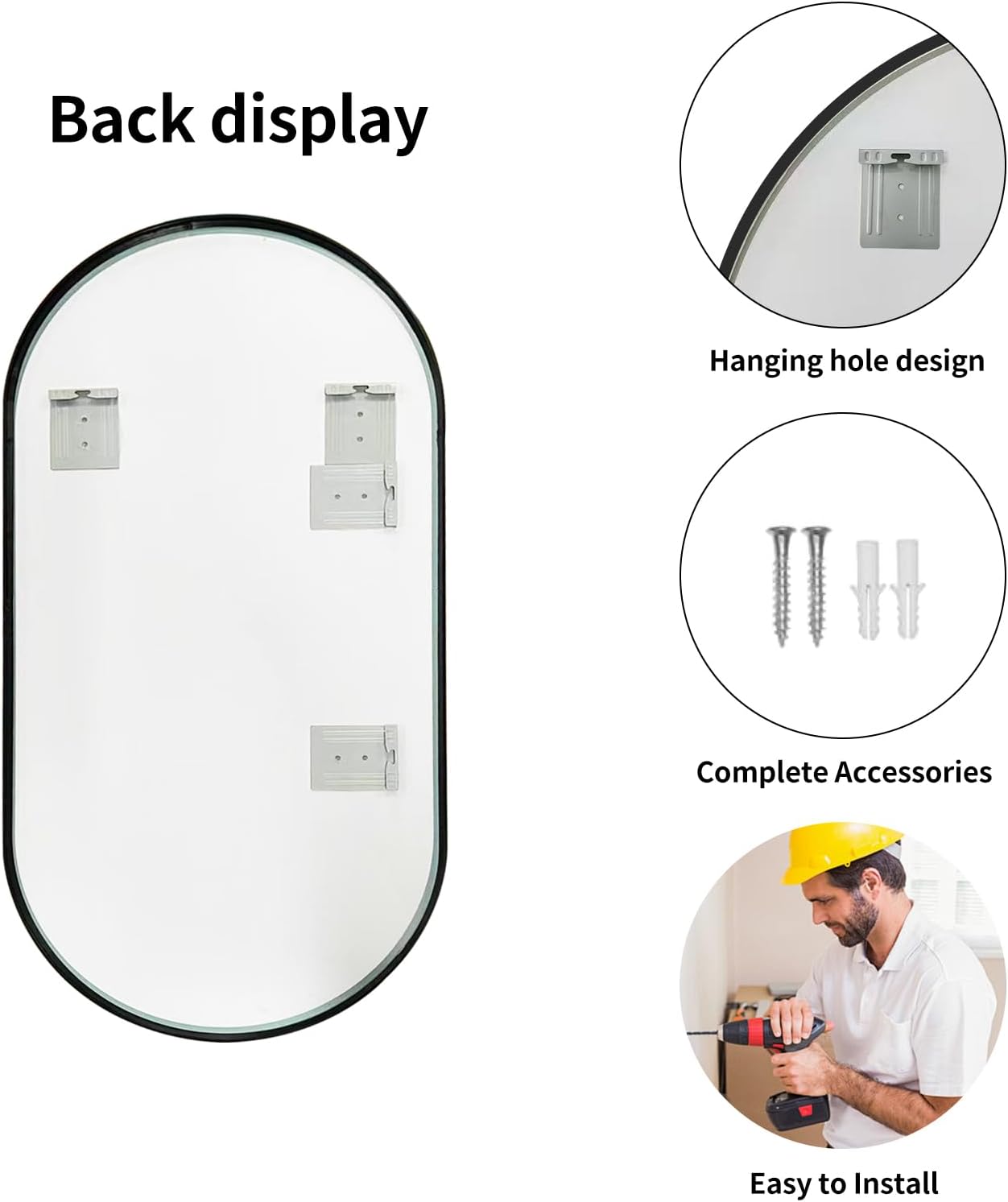 LAIYA 36x24inch Oval Wall Bathroom Mirror with Black Aluminum Frame,Wall Mounted Oval Vanity Mirrors, Explosion-Proof Glass, Waterproof Design, Easy Installation,Horizontally/Vertically