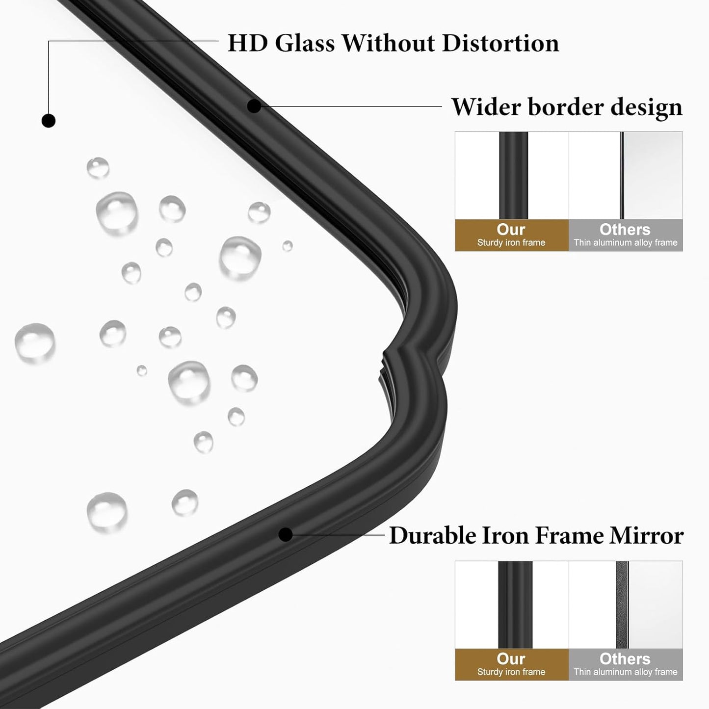 20X30 Inch Black Metal Framed Bathroom Mirror for Wall, Matte Black Bathroom Vanity Mirror, Rectangular Rounded Decor Mirror Anti-Rust, Tempered Glass (Black 20" x 30")