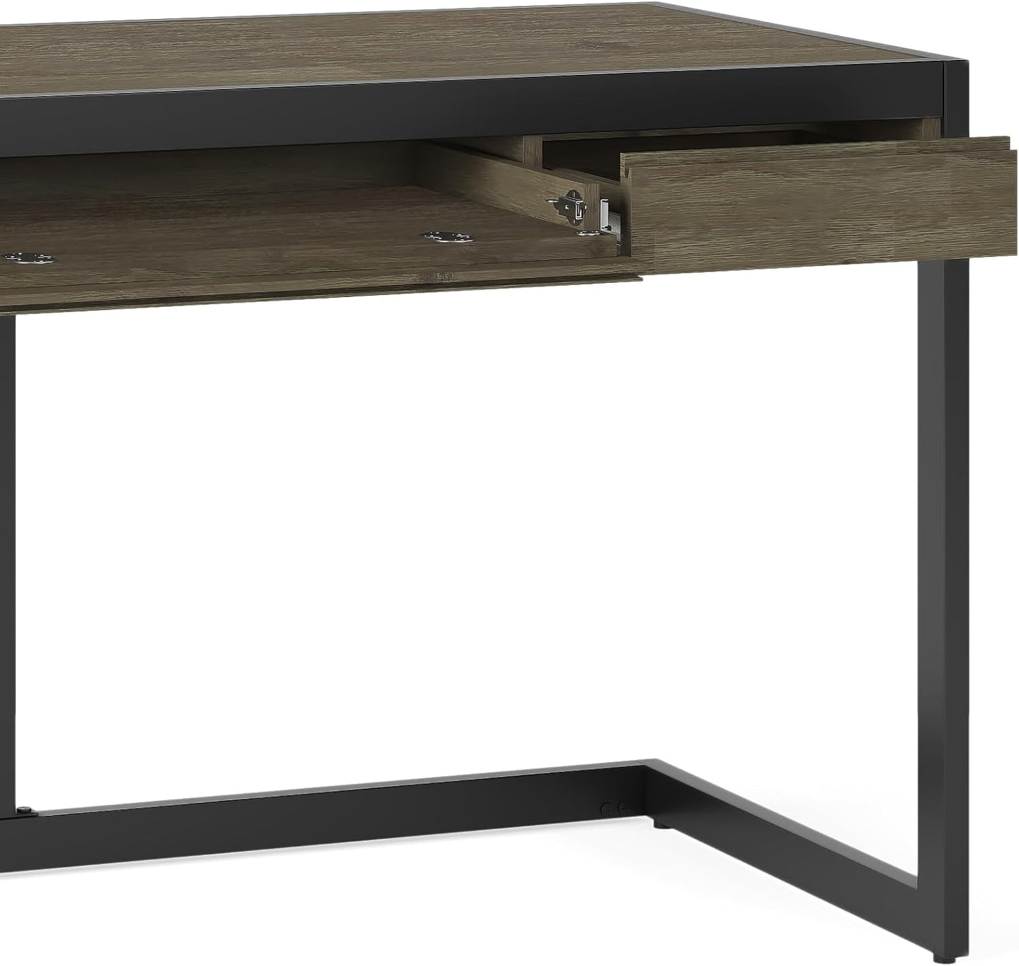 SIMPLIHOME Erina SOLID ACACIA WOOD Industrial 60 inch Wide Writing Office Desk in Distressed Grey for the Office Desk, Writing Table, Workstation and Study Table