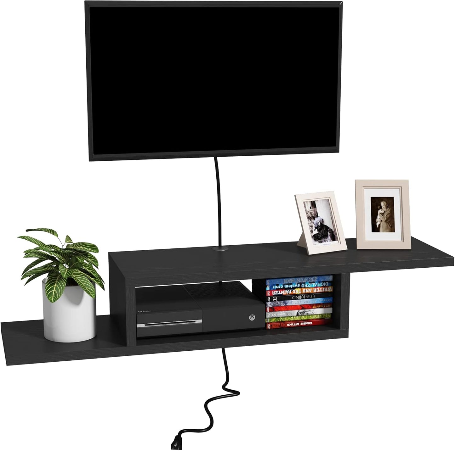 ChooChoo Floating TV Unit, Wall Mount Entertainment Center Media Console for Living Room, Bedroom, Black