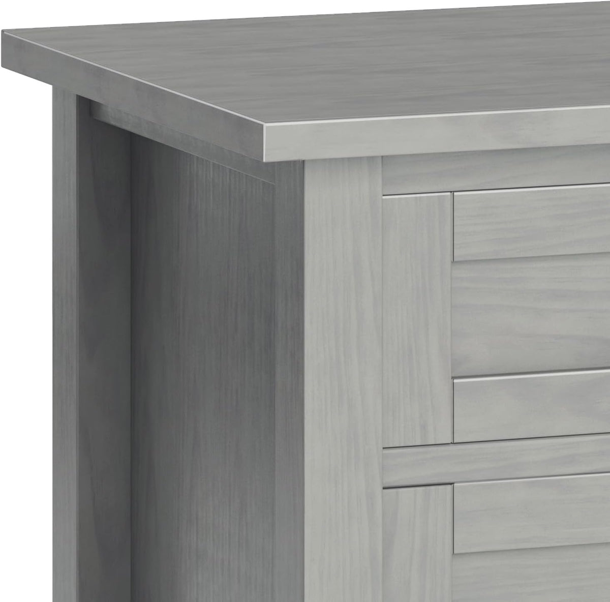 SIMPLIHOME Warm Shaker SOLID WOOD 24 Inch Wide Transitional Bedside Nightstand Table in Fog Grey, For the Living Room and Bedroom