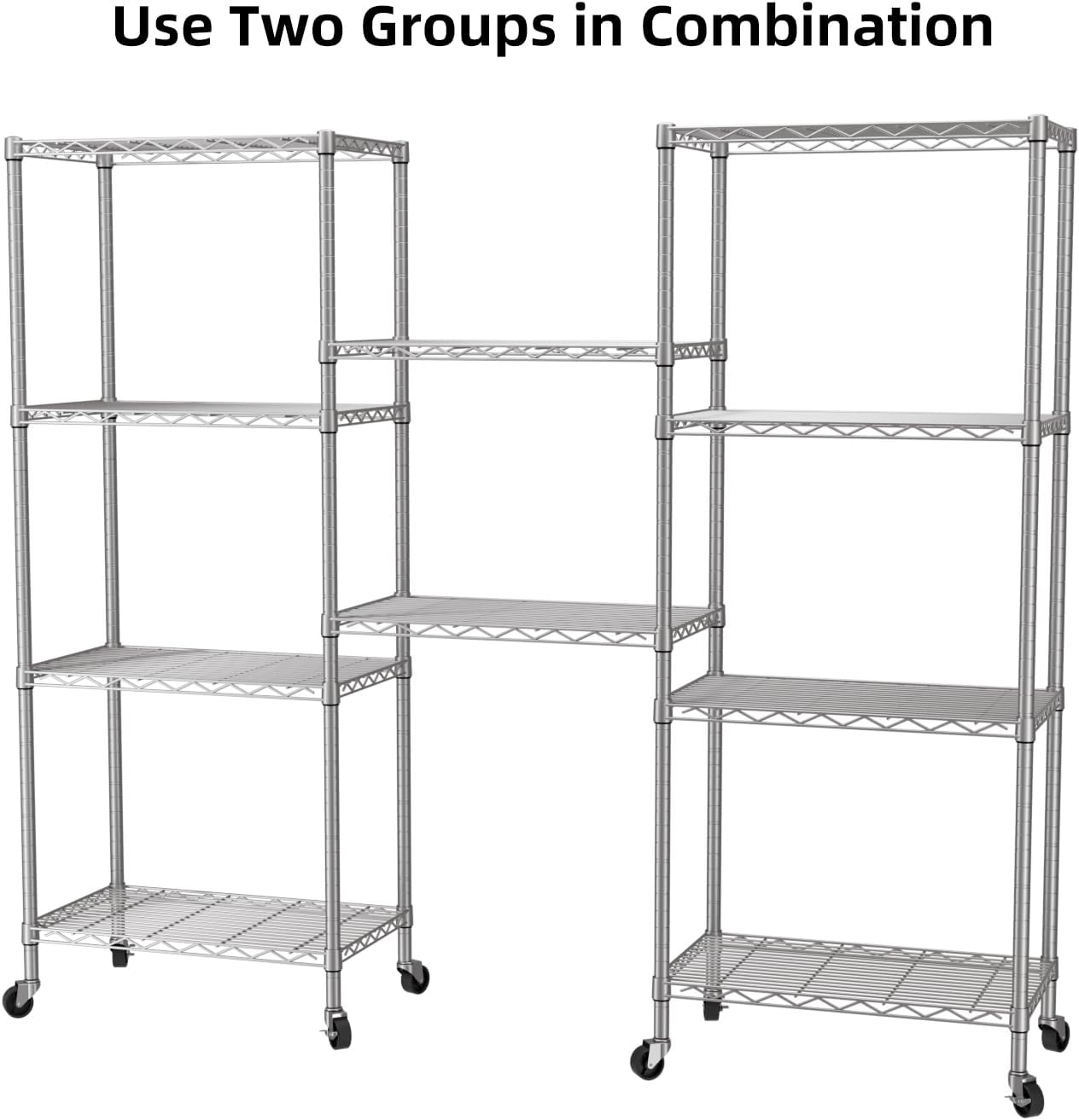 SINGAYE 5 Shelves Storage Shelf Wire Closet Bathroom Organizers Metal Pantry Kitchen Garage Shelving Unit Laundry Room Organization Home Rack Net Basket White with Wheels