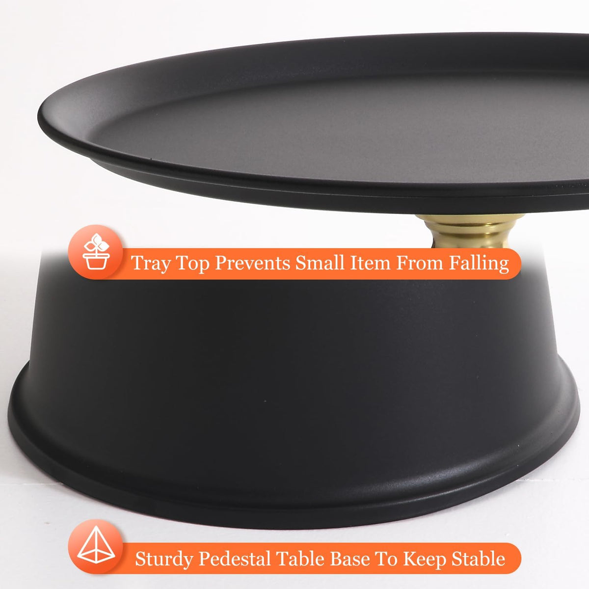 Small Round Black Side Table for Small Spaces, Pedestal Modern Couch End Tables for Living Room, Unique Accent Sofa Drink Table Metal Martini Tables for Recliner, Bedroom