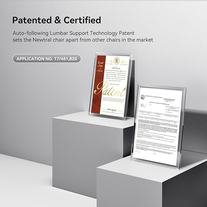 Newtral Office Chair Ergonomic - Home Office Desk Chair, Back Pain Chair with Auto-Following Lumbar Support, 4D Armrest, Seat Depth and Height Adjustable (Foot Rest, Black)