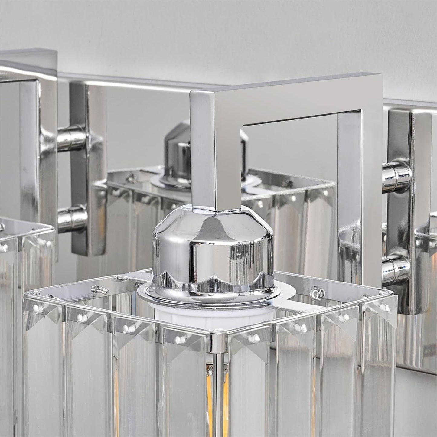 Modern Bathroom Vanity Light 6-Lights Chrome Crystal Wall Lamp Bathroom Modern Crystal Vanity Lighting