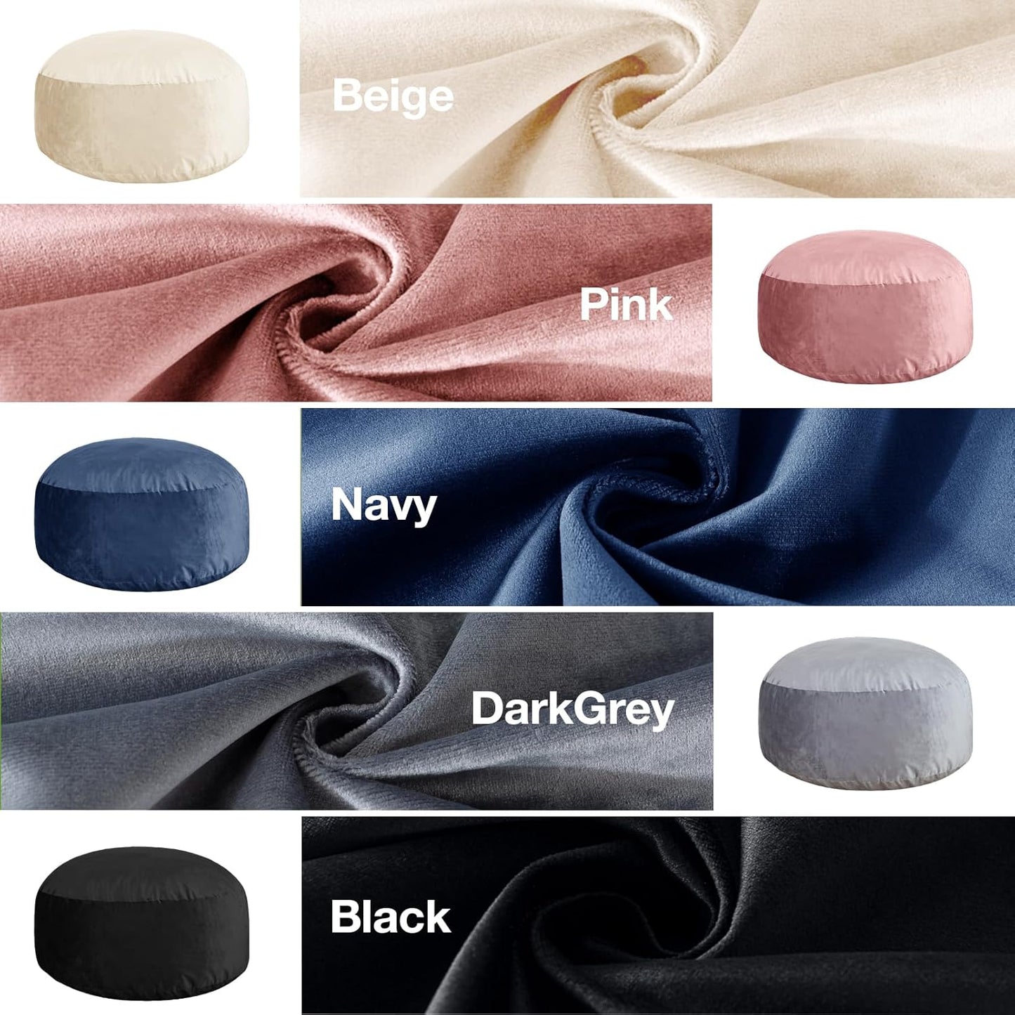 5 Ft Bean Bag Chairs for Adults with Memory Foam Filling, Comfy Bean Bag Sofa with Filler Included, Soft Dutch Velvet Fabric Beanbags,5 Foot, Grey