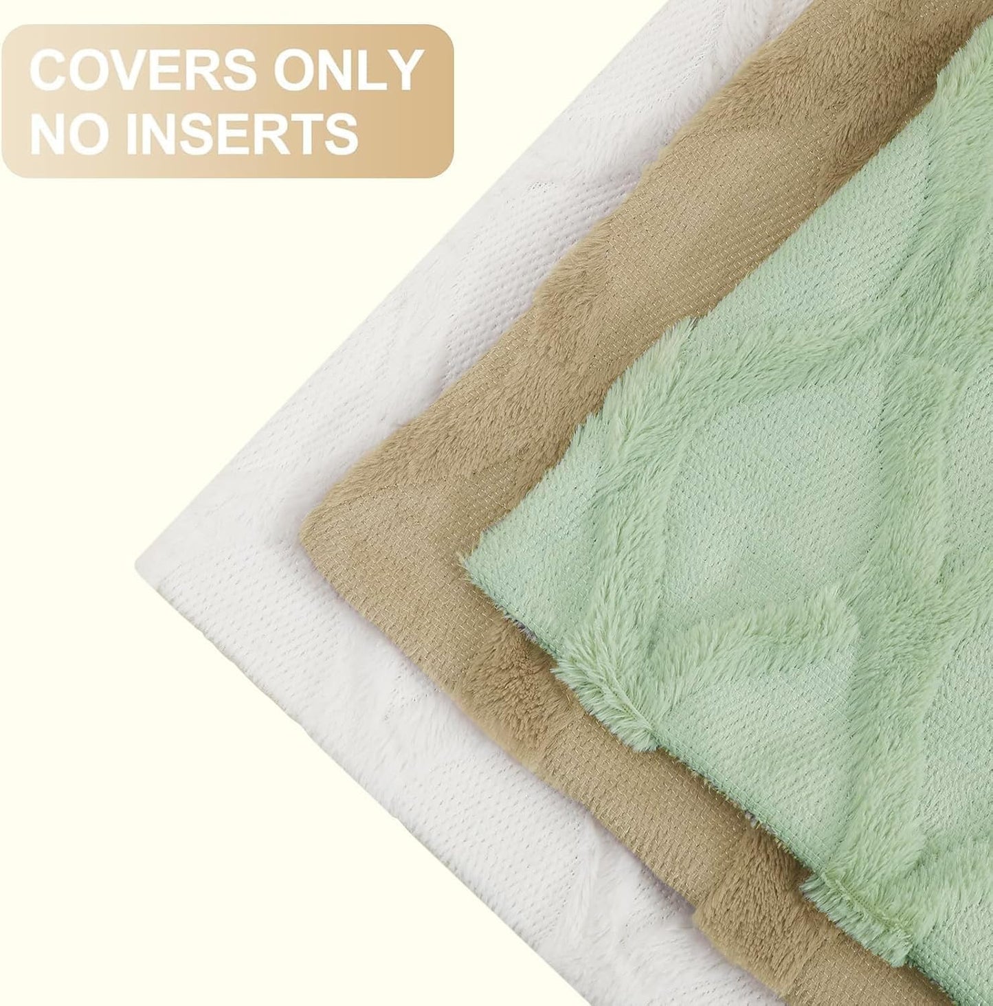 decorUhome Throw Pillow Covers 24x24 Inch Set of 2, Soft Plush Faux Fur Wool Sage Green Couch Pillow Covers, Decorative Neutral Pillow Cases for Bed Sofa Living Room Home Decor