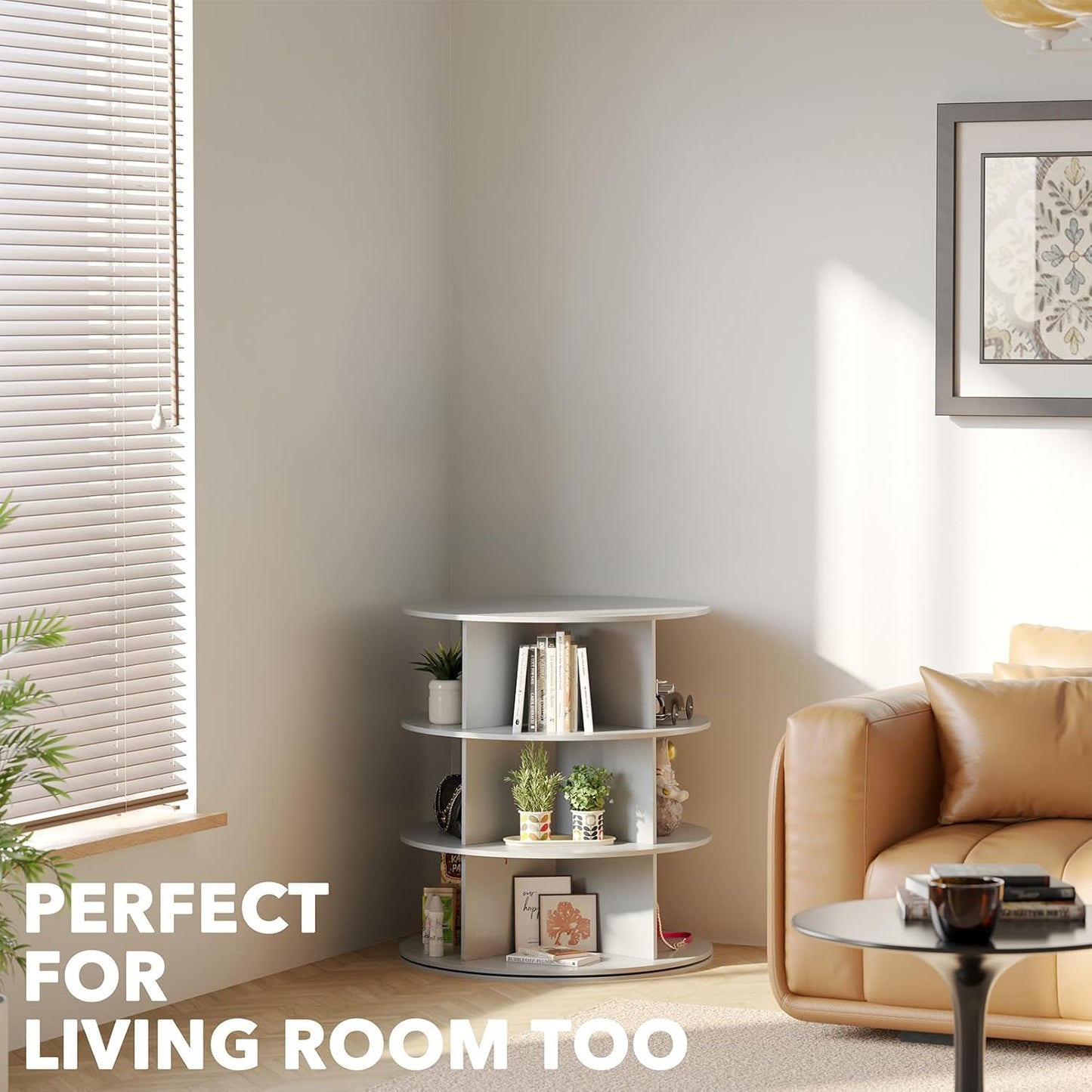 SpaceAid 3 Tier Rotating Shoe Rack Tower, Spinning Shoe Display Lazy Susan, Revolving 360 Shoe Rack Storage Round Carousel, Vertical Handbag Rotate Shoes Closet Organization (3-Tier Gray)