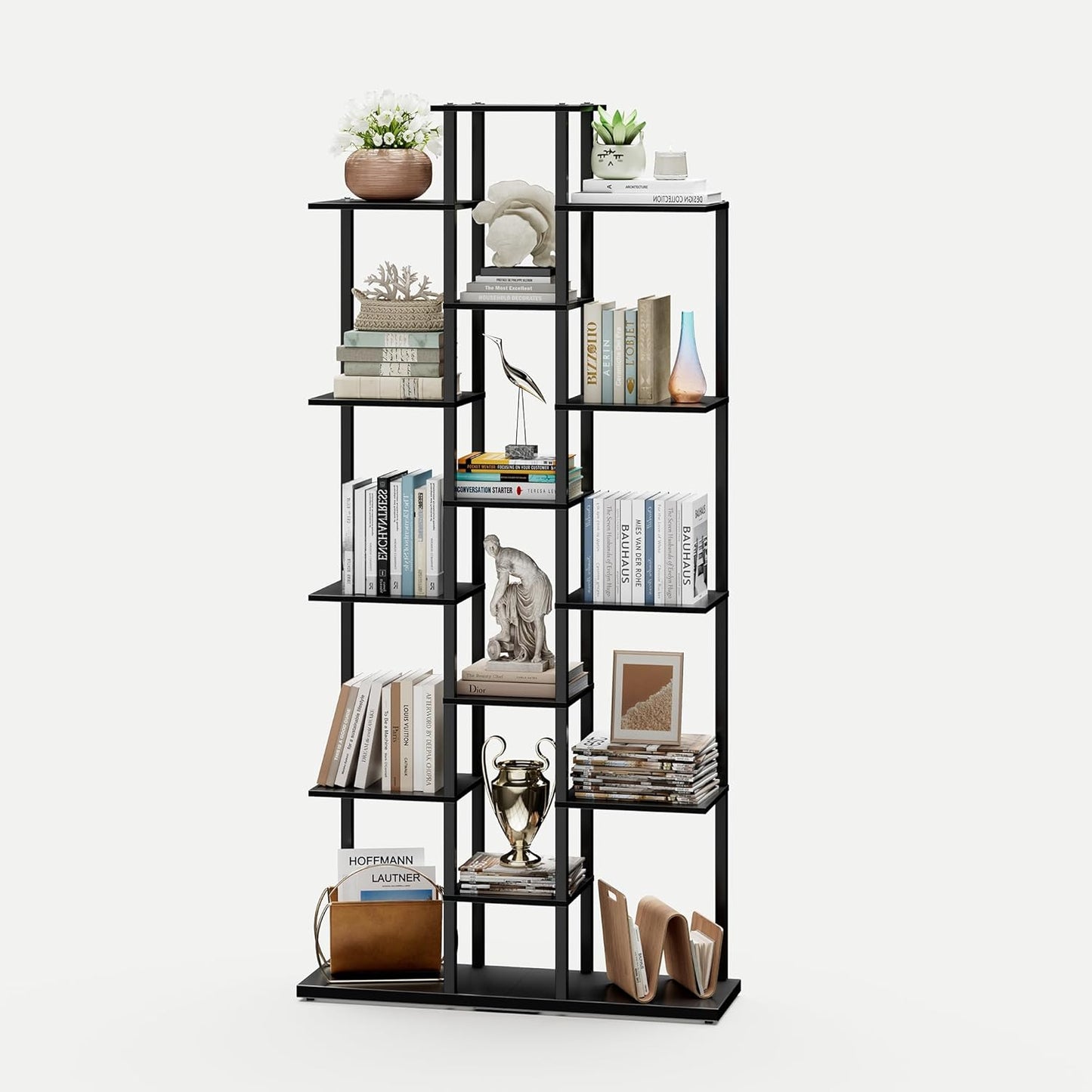 Bookshelf,Small Bookcase for Small Space,6-Tier Bookshelf for Living Room, Home Office, Study,7.87 x 26.77 x 55.5 Inches,Black