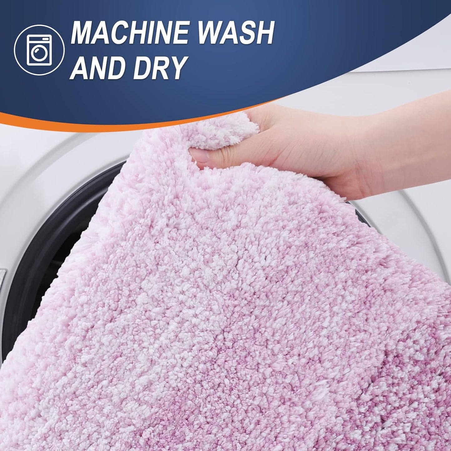 OLANLY Luxury Toilet Rugs U-Shaped 24x20, Extra Soft and Absorbent Microfiber Bathroom Rugs, Non-Slip Plush Shaggy Bath Mat, Machine Wash Dry, Contour Bathroom Mats for Toilet Base, Pinkish-Purple