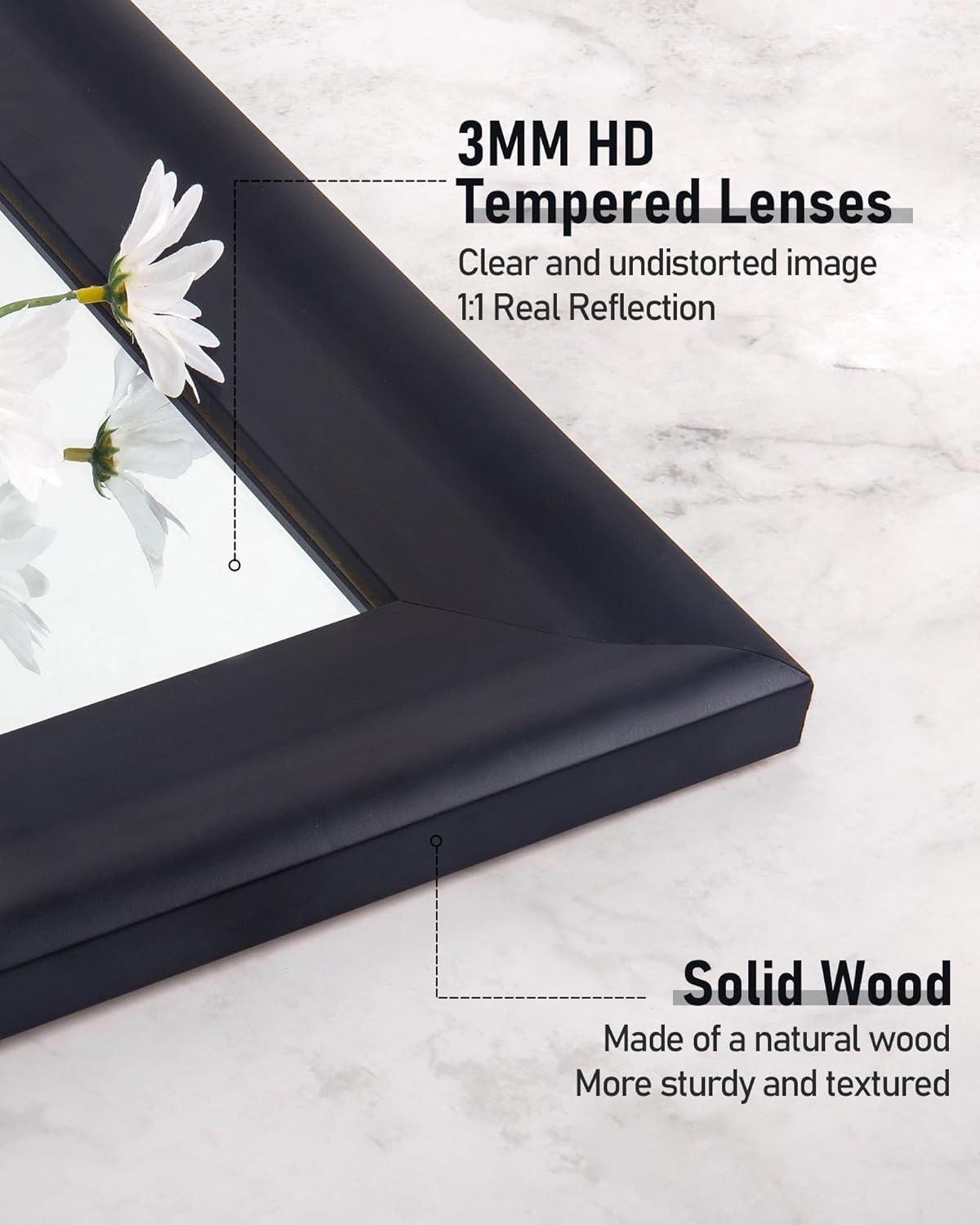 CULER Black Wood Wall Mirror for Bathroom,Rectangle Large 30 x 40 inch Hanging Vatiny Black Mirrors with Wooden Frame for Living Room,Bedroom,Entryway
