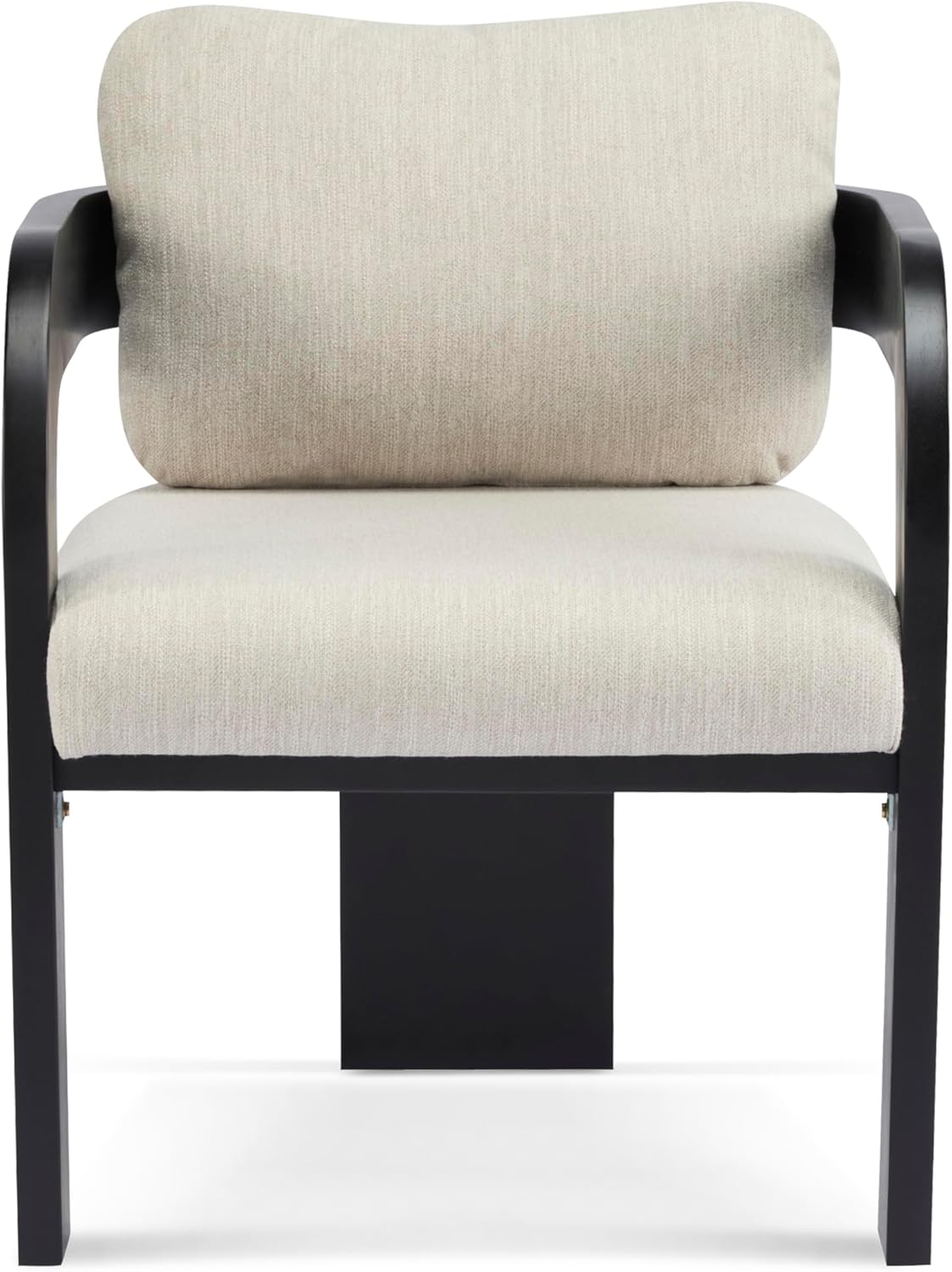 Christopher Knight Home Yorick Modern Dining Chair Set of 2 with Cushion, Solid Wood Dining Room Armchair Set, Curved Backrest Kitchen Side Chair, Living Room Comfy Extra Seat, Black+Beige