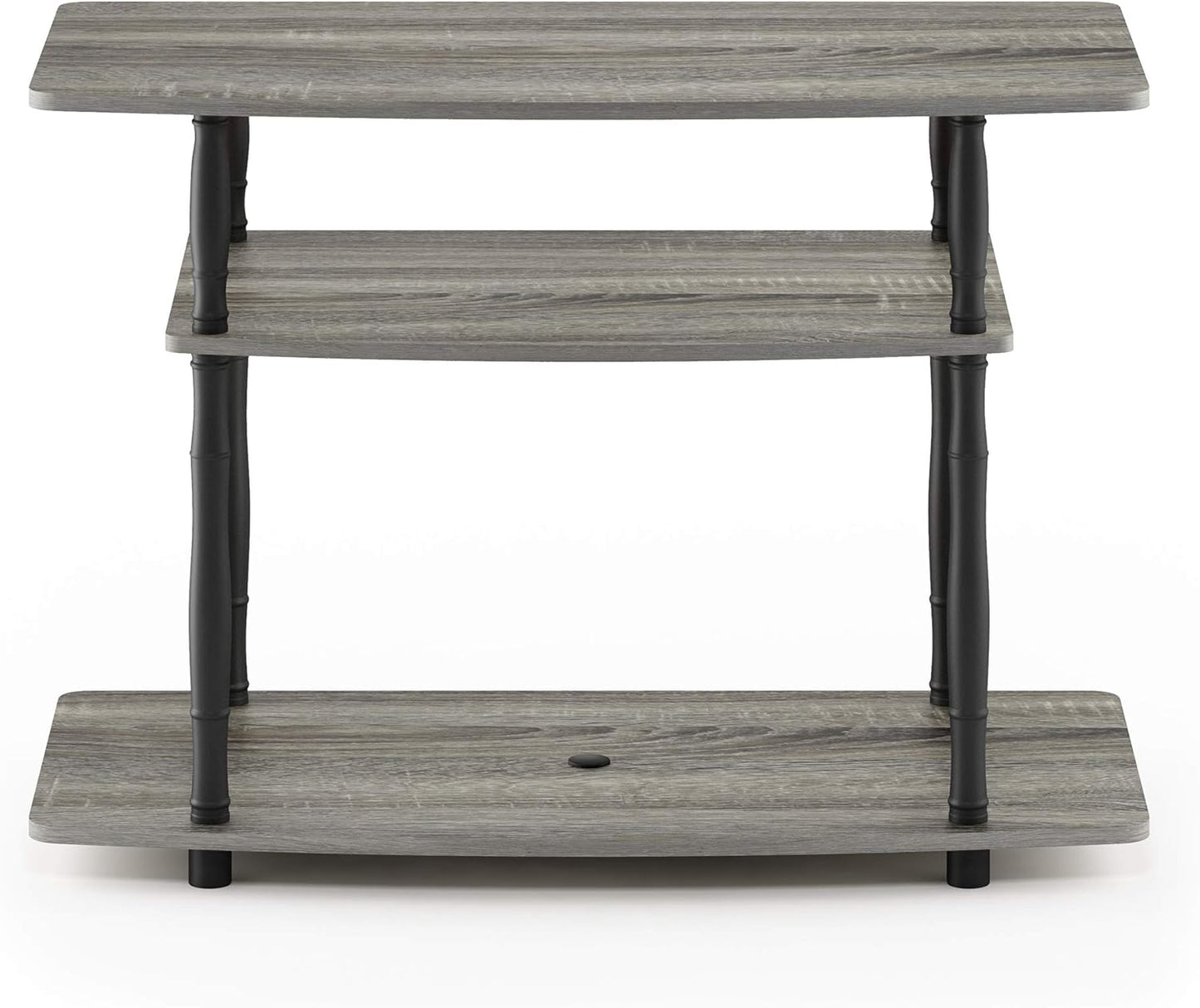 Furinno Turn-N-Tube No Tools 3-Tier Entertainment Center TV Stand for TV up to 32 Inch, Plastic Classic Tubes, French Oak Grey/Black