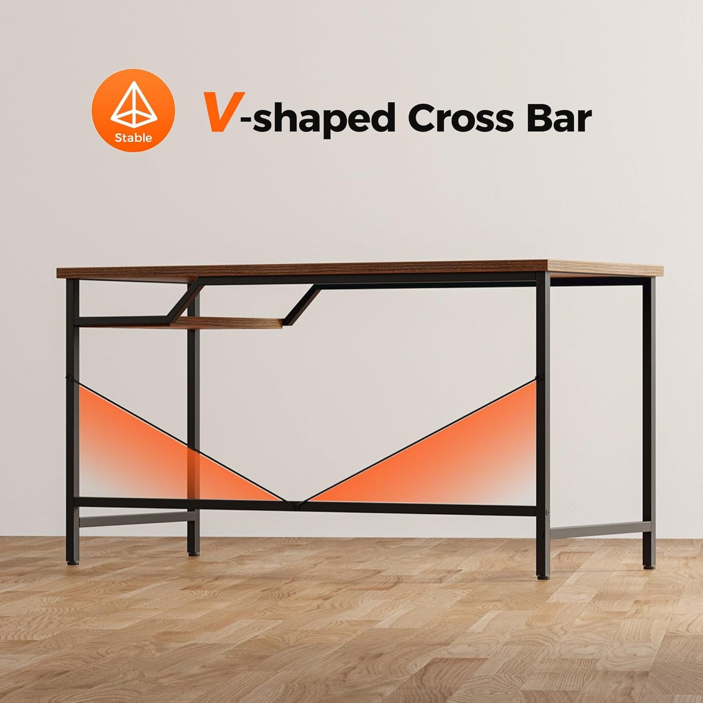 Computer Desk 48 X 24 inch, Gaming Desk for Small Spaces, Modern Simple Style Table for Home Office, Study Student Writing Table (Shelf, Rustic Brown, 48 inch)