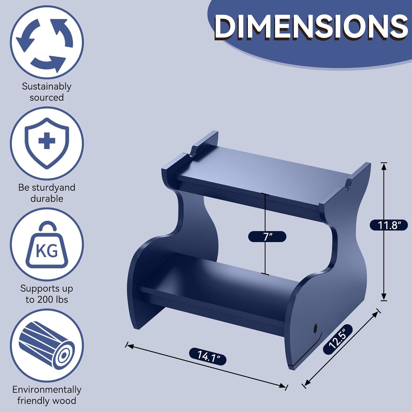 Wood Step Stools for Kids, Child Two Step Stool of Whale Shape, Toddler Step Stools Potty Training Stool, Easy to Move Safety for Kitchen, Bathroom, Bedroom, Toilet