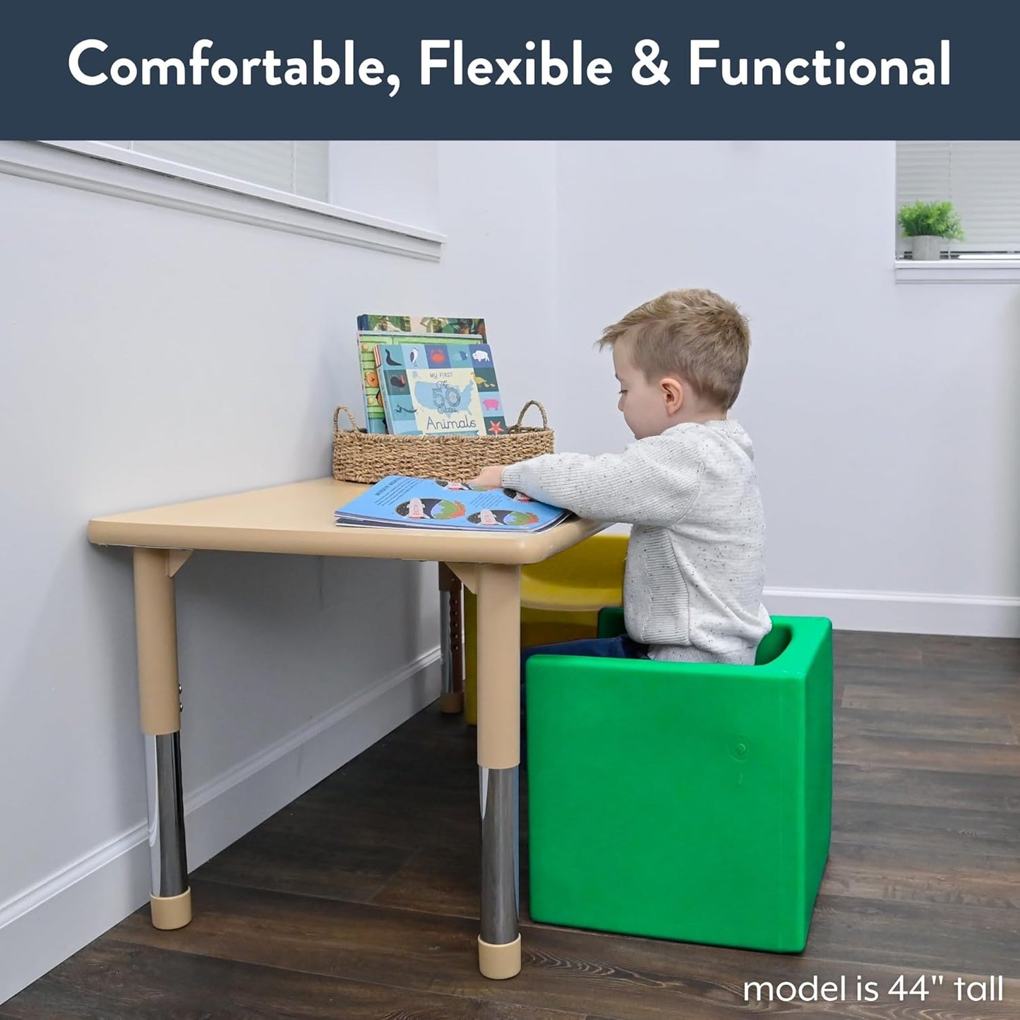 Children's Factory Cube Chair, Yellow, CF910-010, Flexible Seating Classroom Furniture for Kids Playroom, Daycare or Preschool, Toddler Reading Chair