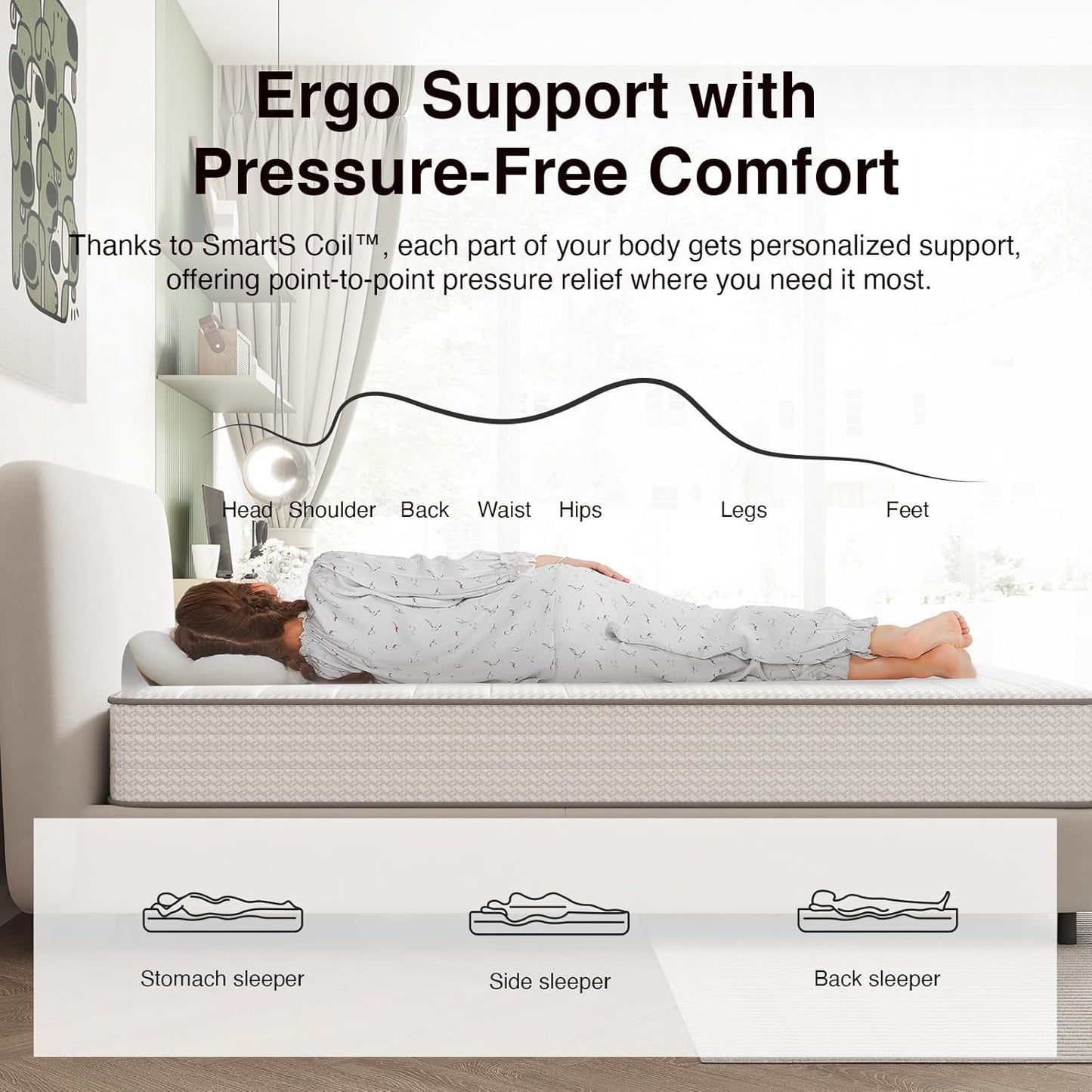 Novilla Queen Mattress, 6 Inch Queen Size Mattresses in a Box with Smarts™ Coil for Pressure Relief, Medium Firm Foam and Spring Hybrid Colchones with CertiPUR-US Certified for Kids