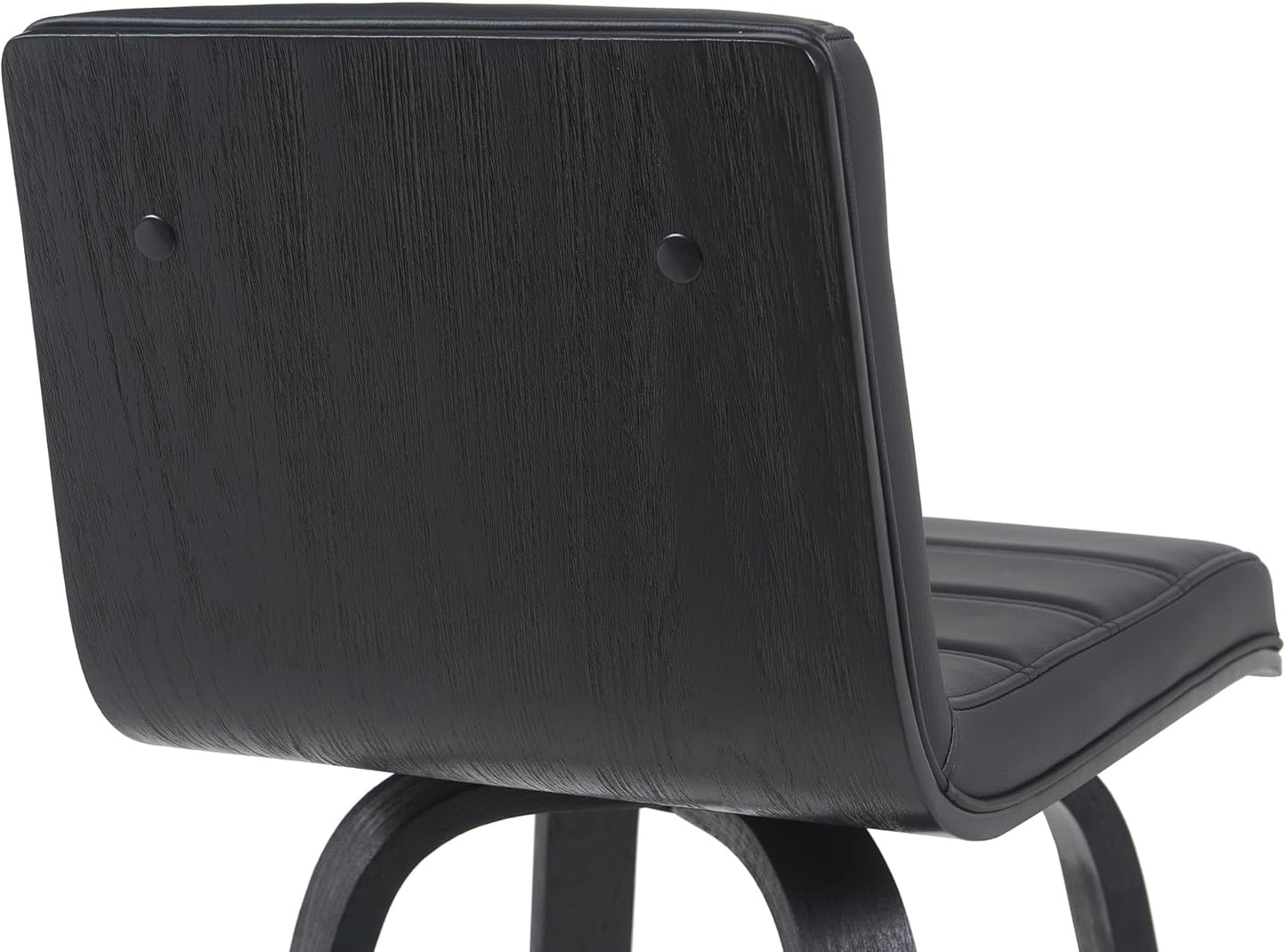 Vienna Modern Counter Height Swivel Bar Stool with Black Faux Leather Seat and Black Brushed Wood Frame Set of 3