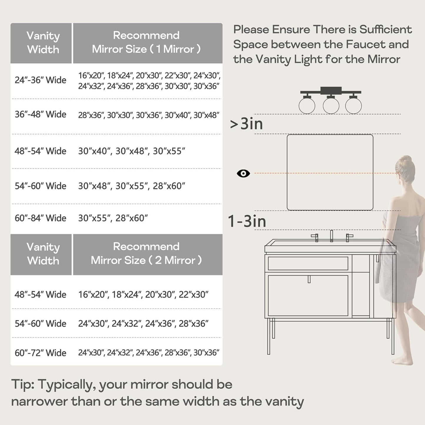 Wall Mount Mirror for Bathroom, Brush Black Metal Framed Rounded Corner Rectangular Vanity Mirror (16" x 20", Black)