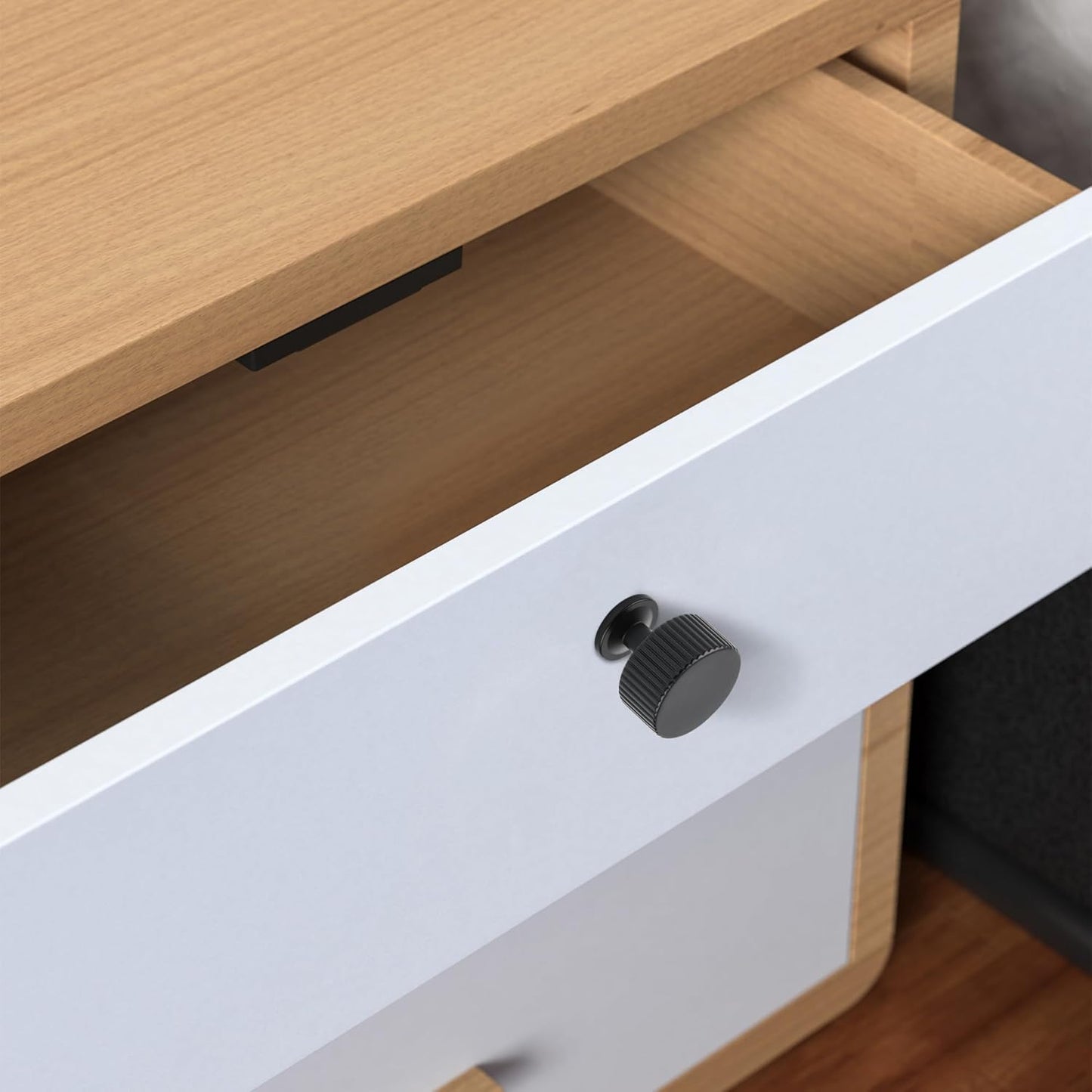 Matt Black Kitchen Cabinet Knob, 2 Pack Solid Brass Dresser Drawer Pulls, 1-1/10 Black Cabinet Knob for Cabinet Cupboard Wardrobe, Bifold Door Hardware Handles