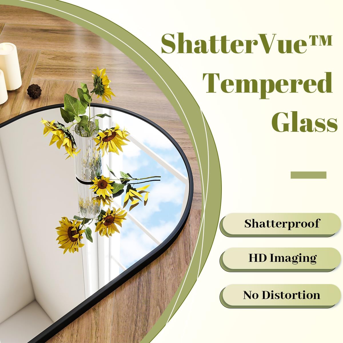 BEAUTYPEAK 26"x38" Arch Bathroom Mirror, Wall Mounted Vanity Metal Frame Mirror for Bedroom, Entryway, Living Room, Black