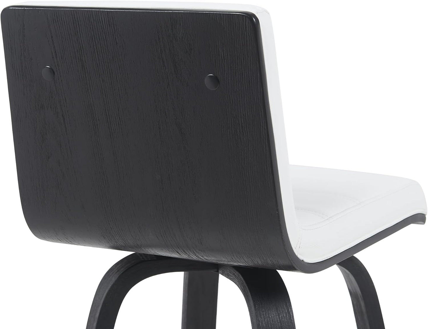 Vienna Modern Counter Height Swivel Bar Stool with Snow White Faux Leather Seat and Black Brushed Wood Frame Set of 4