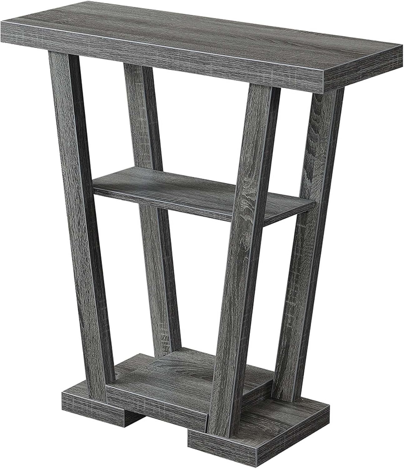 Convenience Concepts Newport V Console Table 31.5" - Modern Sofa Table with Storage Shelves, Narrow Entryway Hall Table for Living Room, Display Accent Table, Weathered Gray