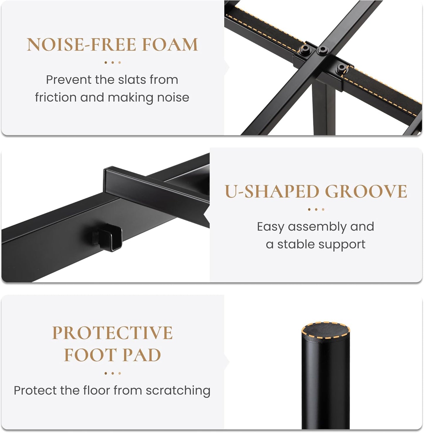 SHA CERLIN 14'' Queen Size Metal Platform Bed Frame/Victorian Headboard and Footboard/Steel Slats Mattress Foundation for Storage/No Box Spring Needed/Noise Free/Black