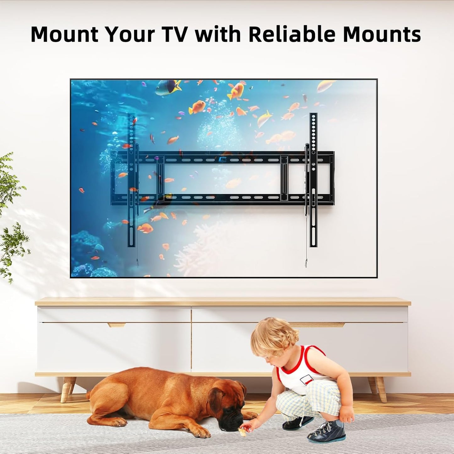HOME VISION Heavy Duty TV Wall Mount for Large TVs 60-120 Inch, Tilting TV Wall Mount, Max VESA 900x600, Holds up to 220lb, Fits 16/18/24/32 Inch Studs