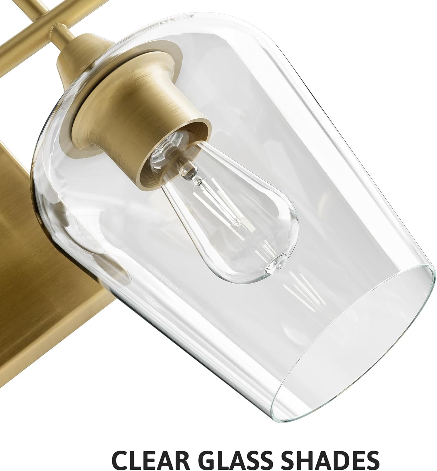 VONLUCE Bathroom Vanity Light, 2 Light Bathroom Light Fixture Over Mirror, Bathroom Wall Lamp with Clear Glass, Modern Gold Vanity Lighting fixtures for Bathroom, Bedroom, Hallway