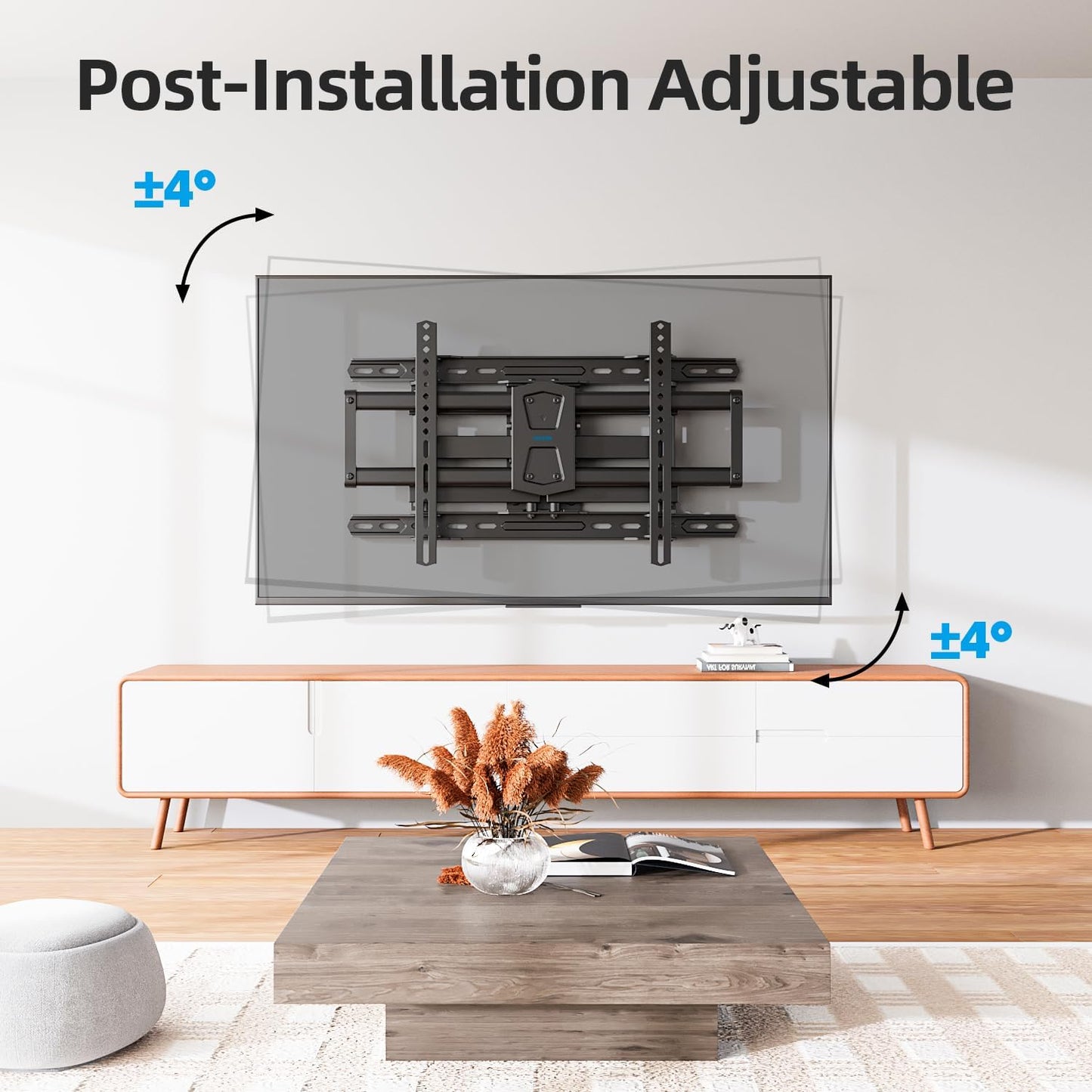 Full Motion TV Wall Mount 24 inch Studs for Most 42-86 Inch TVs, Adjustable TV Wall Mount Swivel and Tilt, Loading 110 LBS, Max VESA 600x400mm, Fits 16", 18", 24" Studs