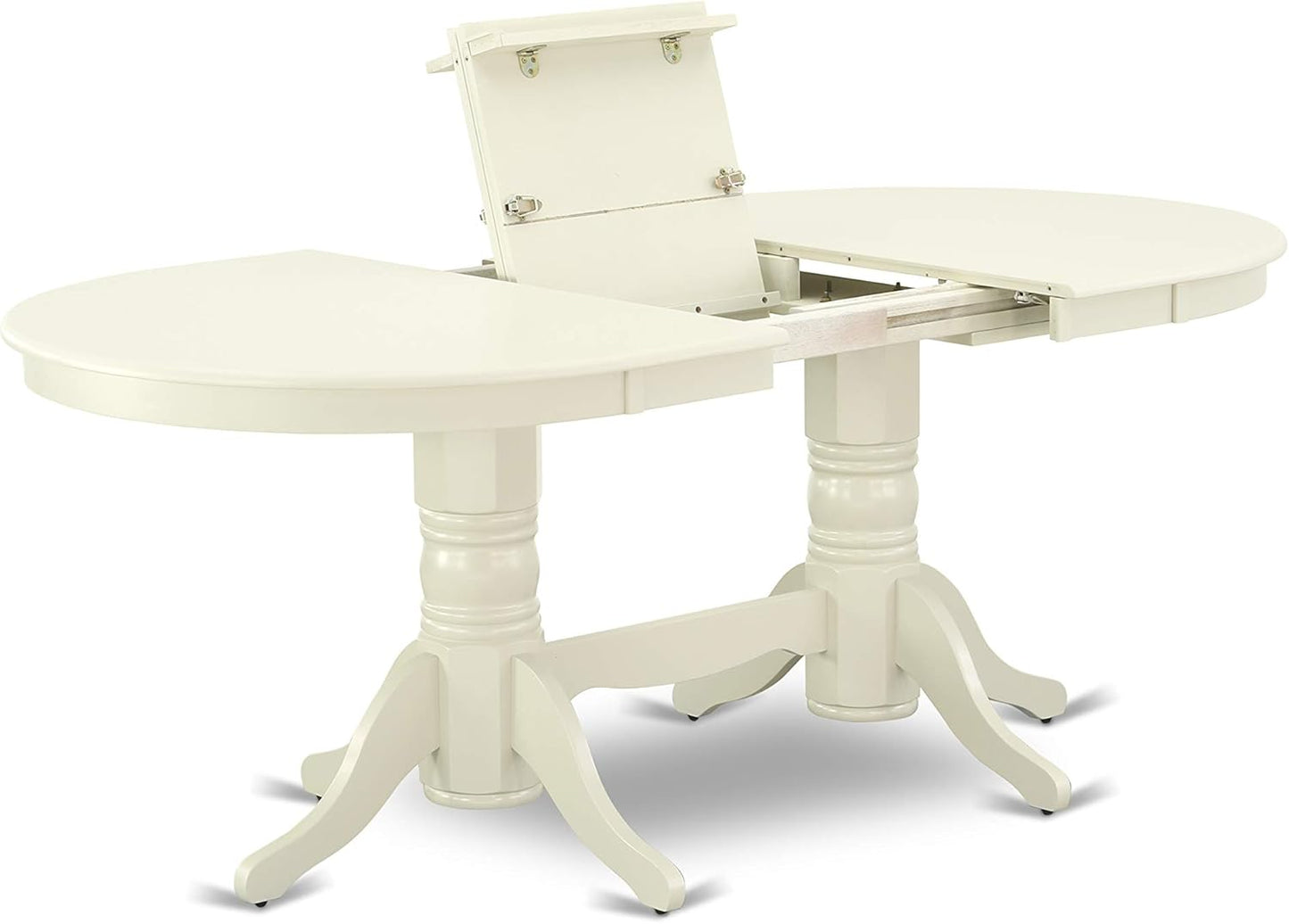 East West Furniture VAAB9-LWH-02 9 Piece Dining Room Set Includes an Oval Wooden Table with Butterfly Leaf and 8 Light Beige Linen Fabric Parson Dining Chairs, 40x76 Inch, Linen White