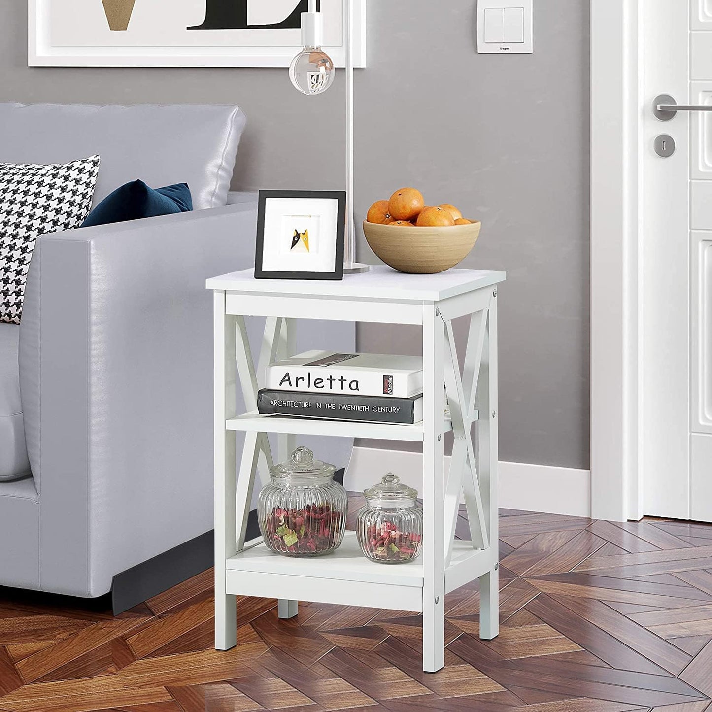 VECELO End Table Side Table with Storage Shelf Nightstands for Living Room,Bedroom Furniture,Shelves,