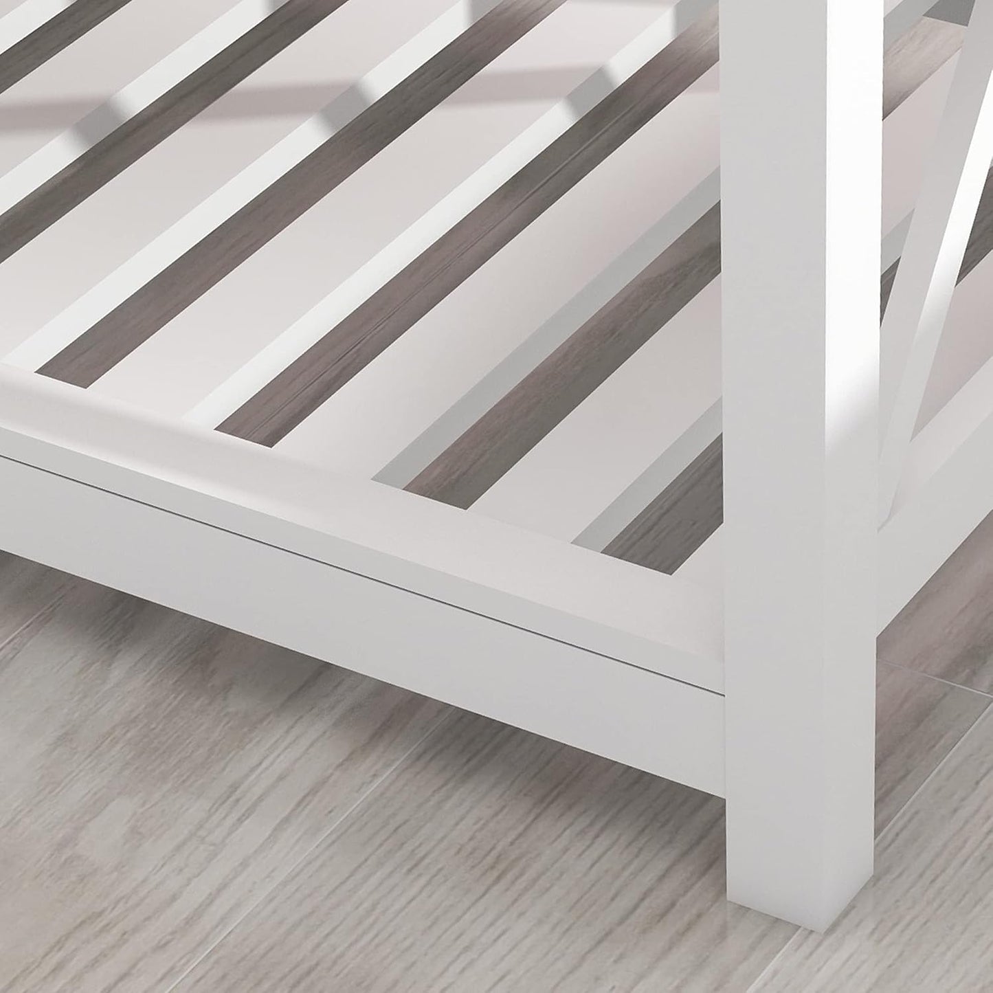 Farmhouse Coffee Table, White Oak Coffee Table for Living Room, 2-Tier Rectangular Wooden Centre Cocktail Table with Slats Shelf Storage and V-Shaped Frame Modern Coffee Oak Grey