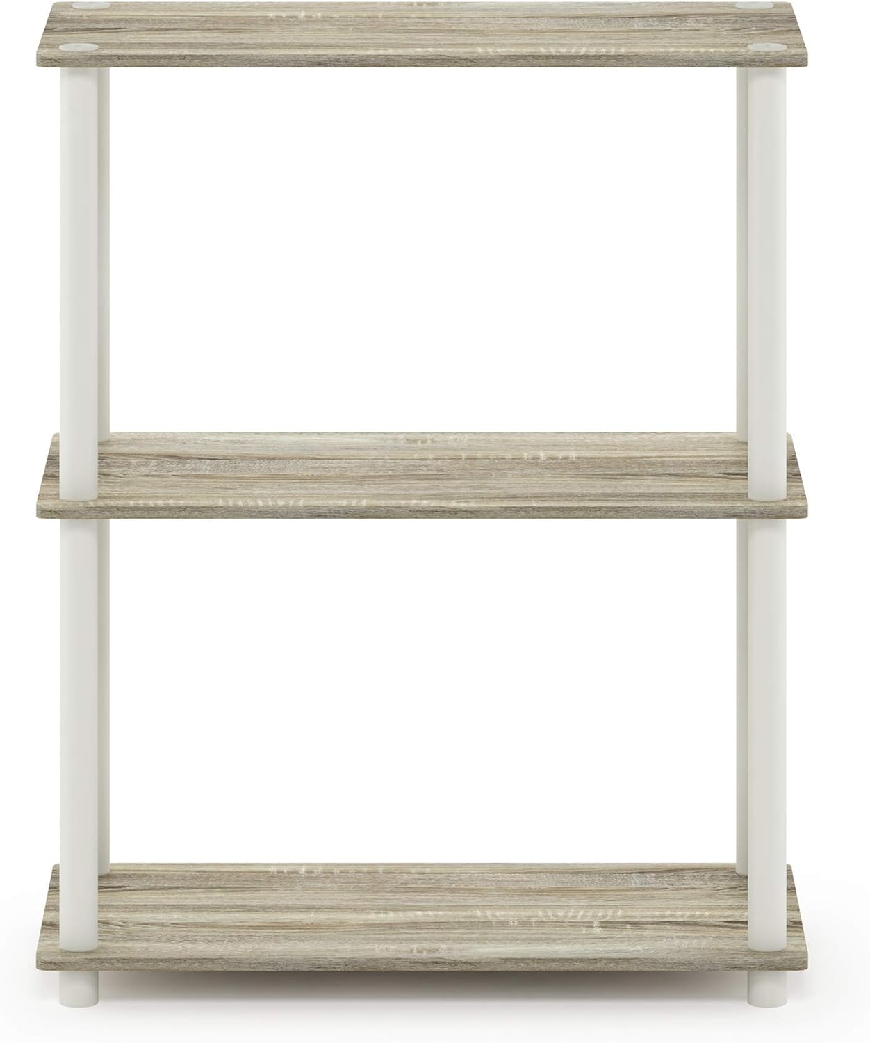 Furinno Turn-N-Tube 3-Tier Compact Multipurpose Shelf Display Rack, Sonoma Oak/White