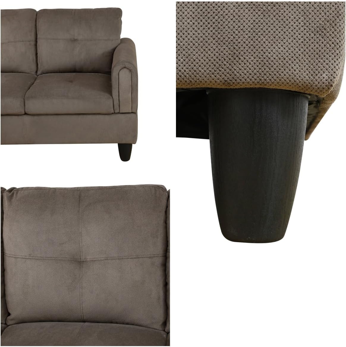 Convertible Sectional Couch, Large L Shaped Couch with Storage, Modern Modular 5-Seat Sectional Sofa with Ottomans for Living Room and Office, Brown