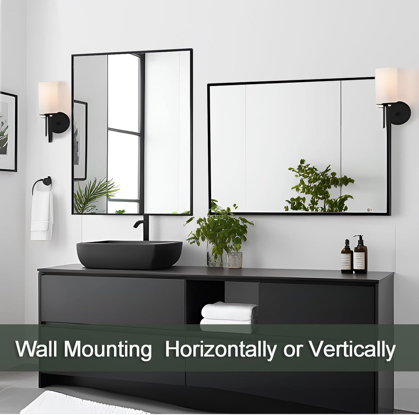 Bathroom Mirror 30x40 Inch, Black Frame Mirror 30"x40", Rectangle Wall Mounted Mirror, Metal Framed Vanity Mirror for Wall 30 by 40, Modern Mirror Hangs Horizontal Or Vertical