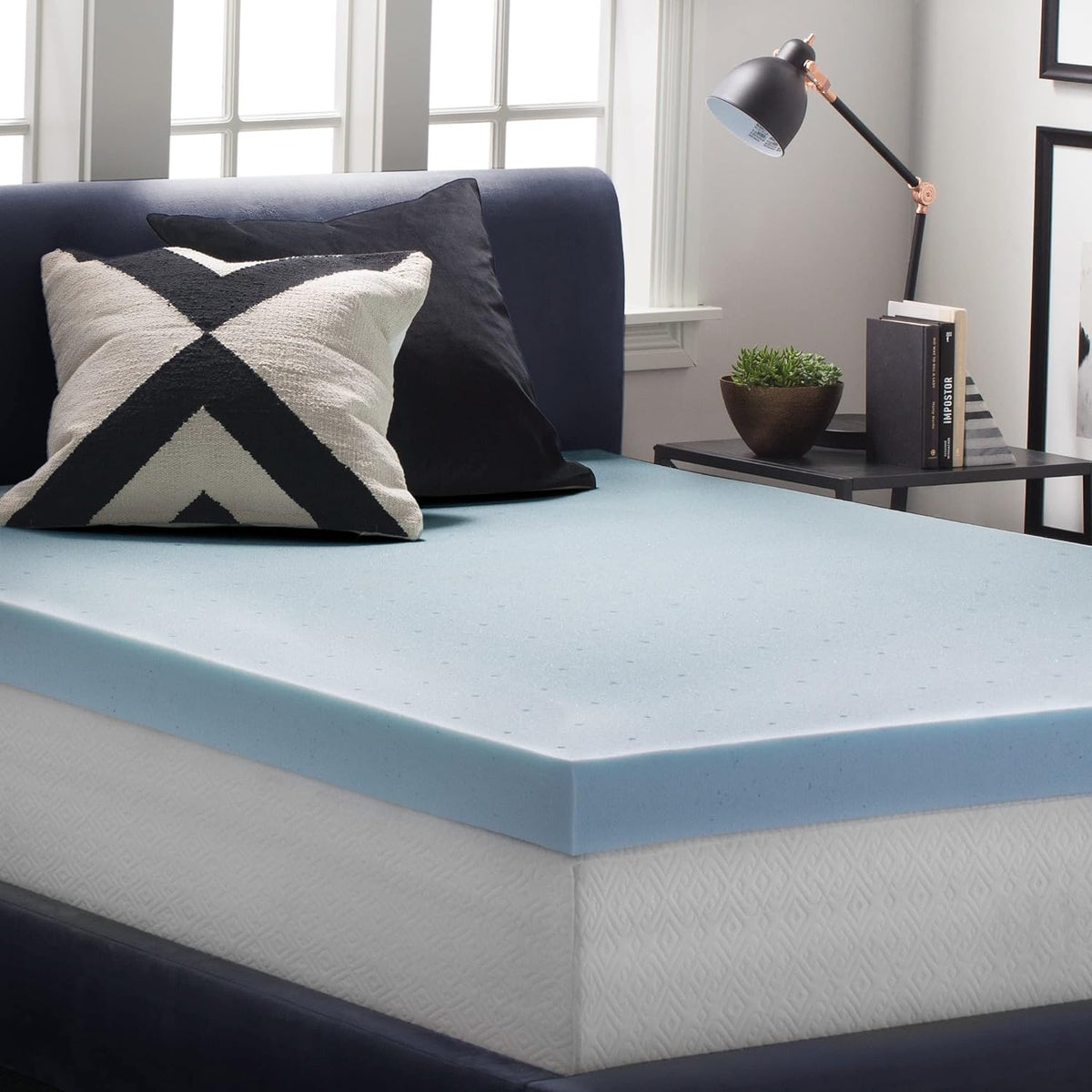 LUCID 4 Inch Gel Memory Foam Mattress Topper-Ventilated Design-Ultra Plush-Twin XL