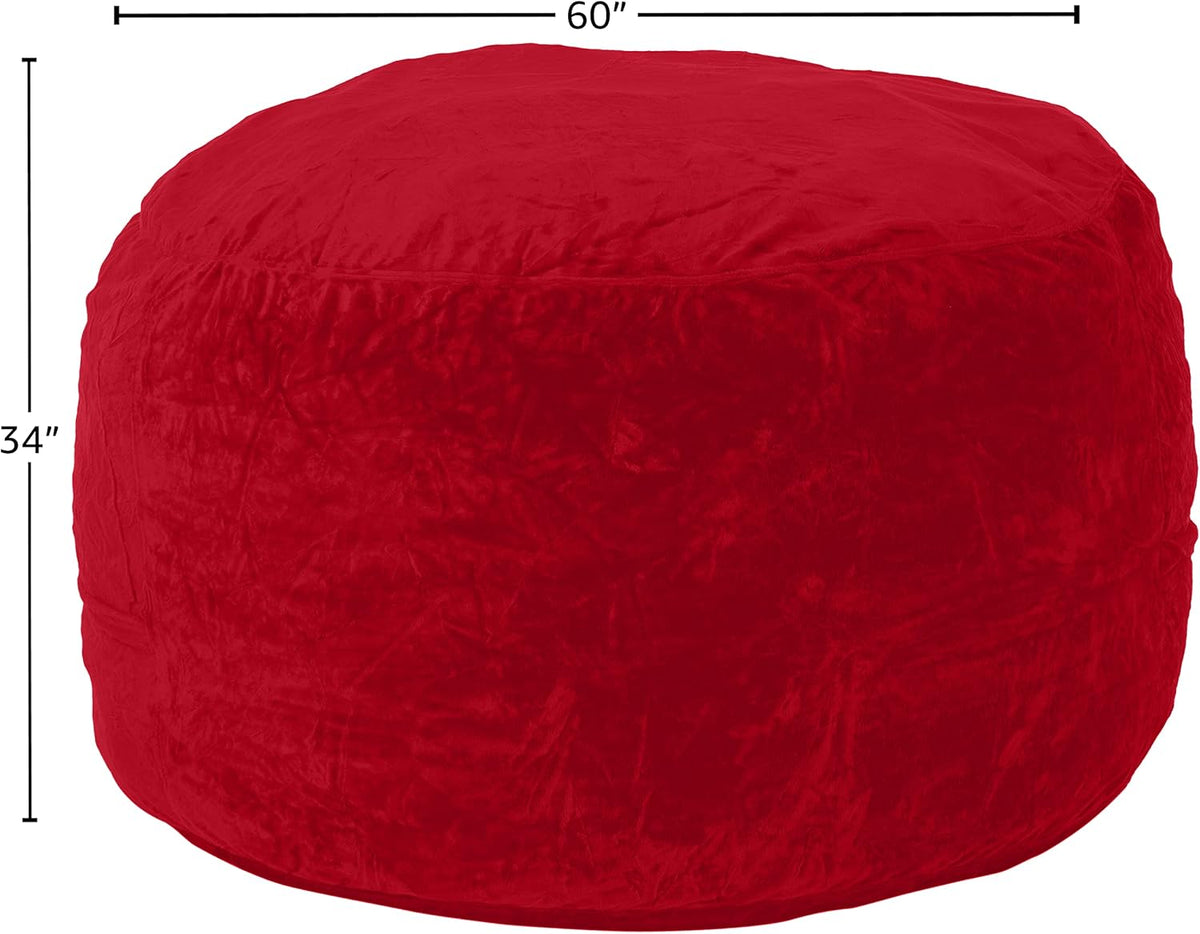 Chill Sack Bean Bag Chair - 5' Giant Memory Foam Lounge Chair with Soft Microfiber Cover β Cozy Furniture for Living Room, Dorm, & Kids' Rooms β Comfortable 5 Ft, Ultrafur Lounge Sofa, Red