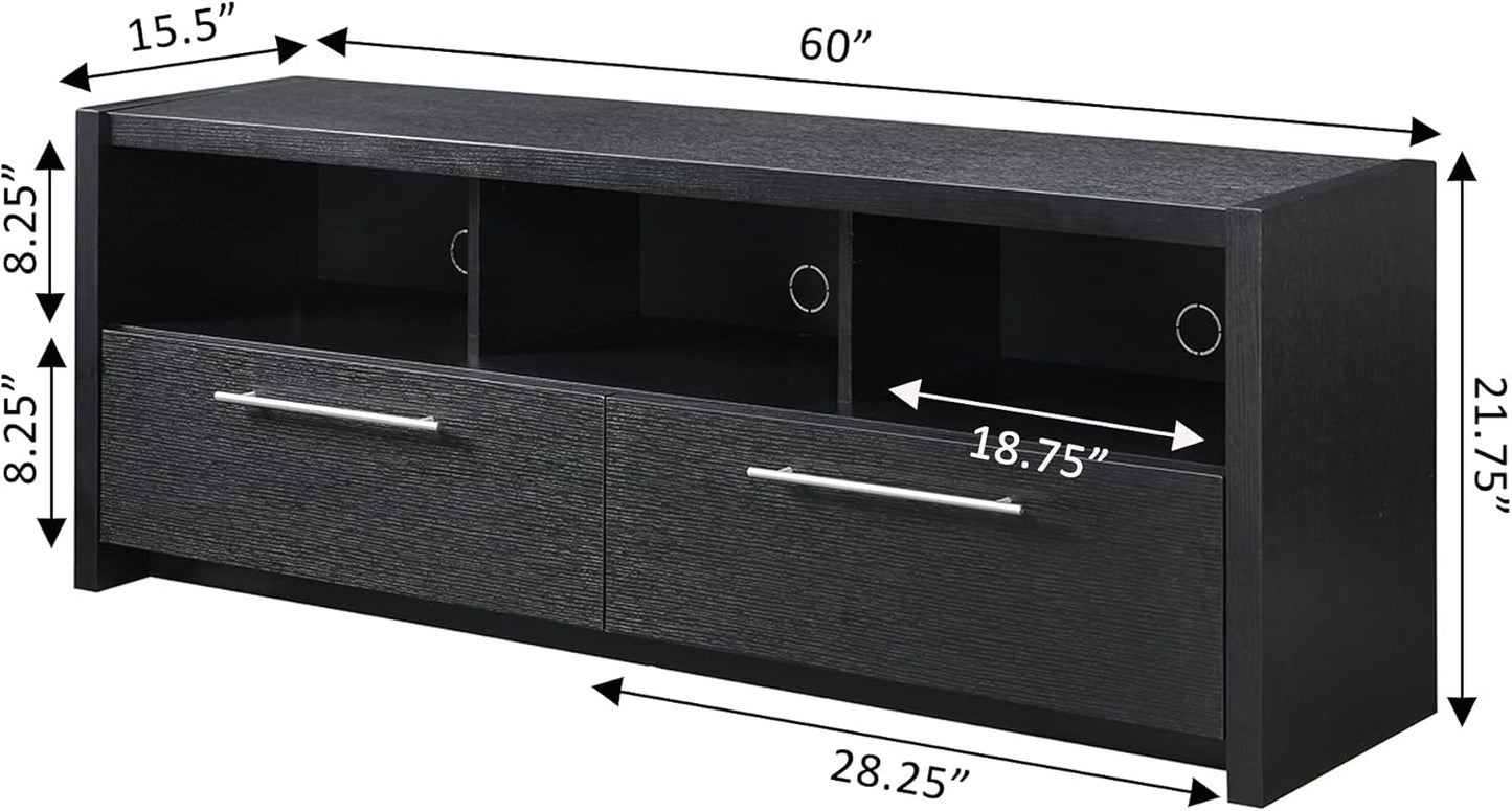 Convenience Concepts Newport Marbella TV Stand 60" - Modern Entertainment Center for TVs up to 65", Contemporary Media Console with Storage Cabinets & Shelves for Living & Family Room, Black