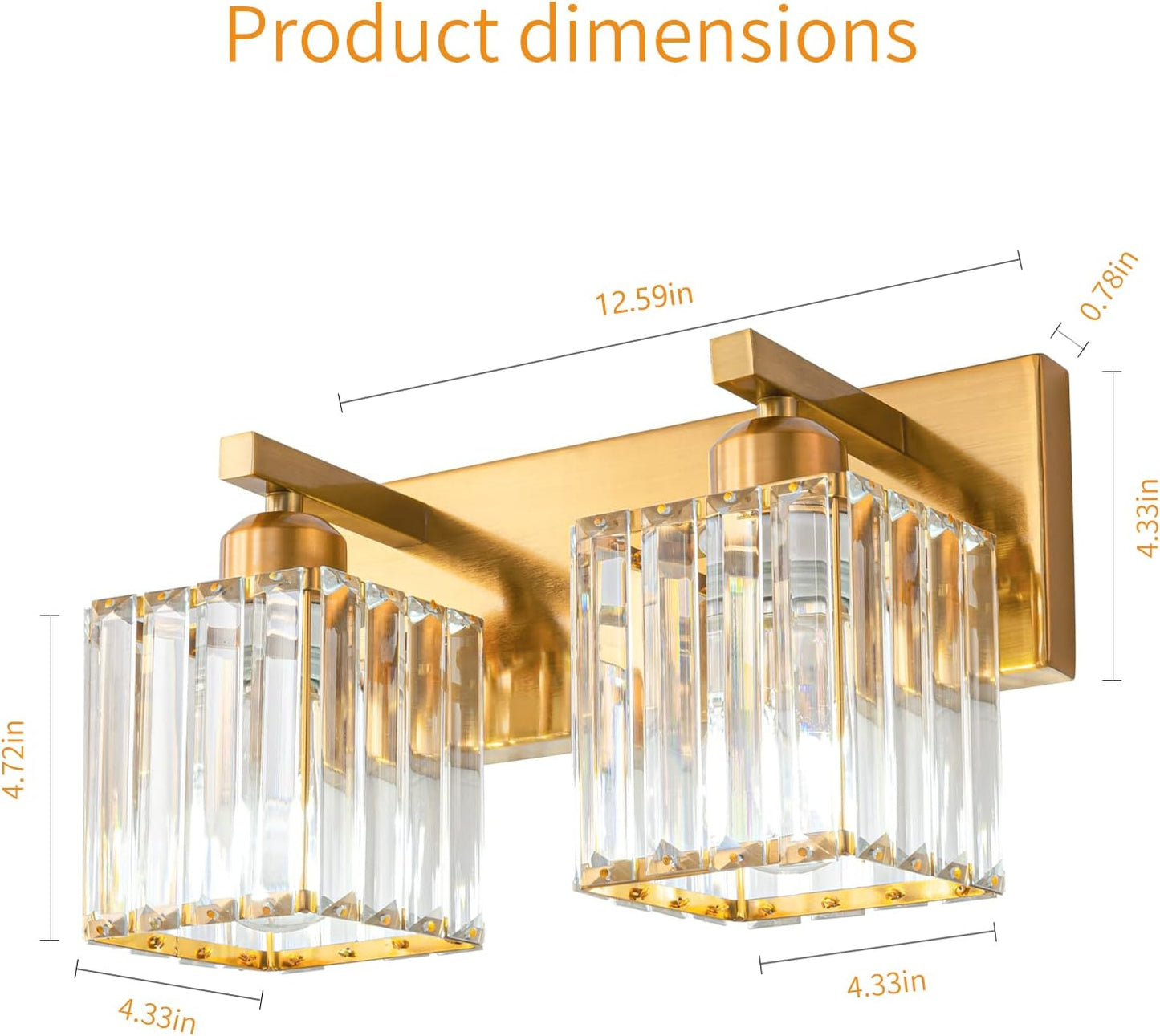 Modern Bathroom Vanity Light 2-Lights Gold Crystal Bathroom Wall Light Vanity Light Fixtures,12.59-inch Modern Minimalist Design
