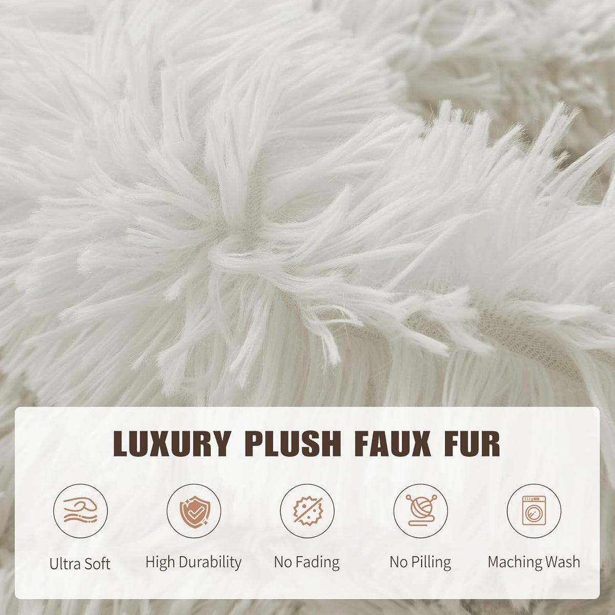 7FT Oversized Bean Bag Covers Only, Fluffy Stuffed Beanbag Chair Covers No Filler, Washable Bean Bags Cover for Adults, Stuffed Animal Bean Bag Anti-Slip, White