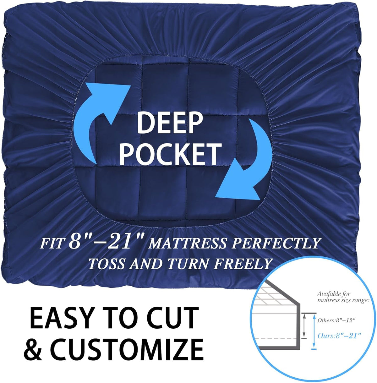 CYMULA King Size Mattress Topper - Extra Thick Cooling Mattress Pad Cover for Back Pain - Soft Mattress Protector Firm Bed Topper Pillow Top with 8-21 Inch Deep Pocket 3D Snow Down Alternative Fill