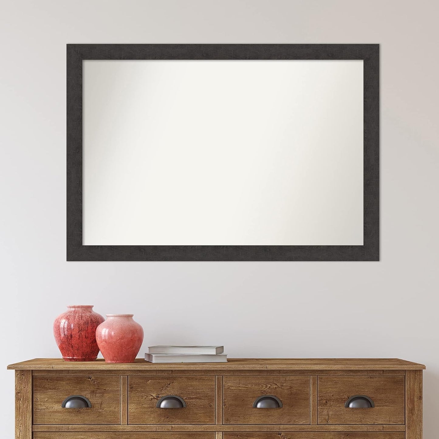 Amanti Art Brown Bathroom Mirror for Over Sink, 28x40 Rustic Plank Espresso Narrow Rectangle Vanity Mirror, Large Country Rustic Frame, Hangs Horizonally and Vertically, Bathroom Wall Decor,