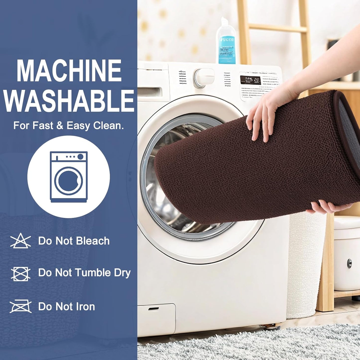 OLANLY Thick Memory Foam Bath Mat Rug 47x24, Extra Soft Absorbent Bathroom Rug, Quick Dry Bath Mats, Non-Slip, Machine Washable Carpet for Bathroom, Tub and Shower, Home Decor Accessories, Brown