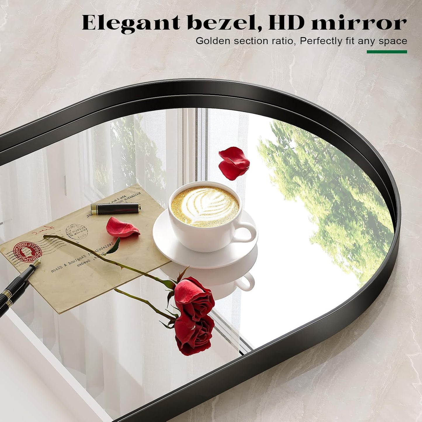 2 Pack Black Oval Mirrors, 20" x 33" Double Modern Mirror for Living Room, Black Frame Mirror for Over Sink Bedroom Fireplace Entryway Hang Vertical and Horizontal