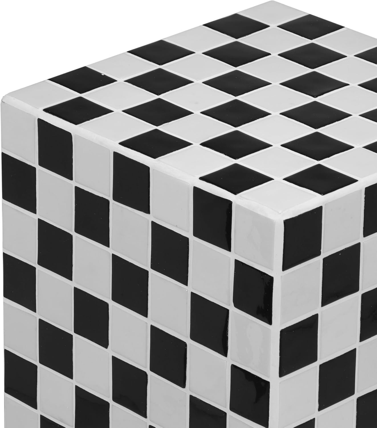 JONATHAN Y END2000K Callista 18" Modern Bohemian Ceramic Tiled Rectangle End Table, Side Table, Accent Table for Living Room, Bedroom, Light Gray/Black