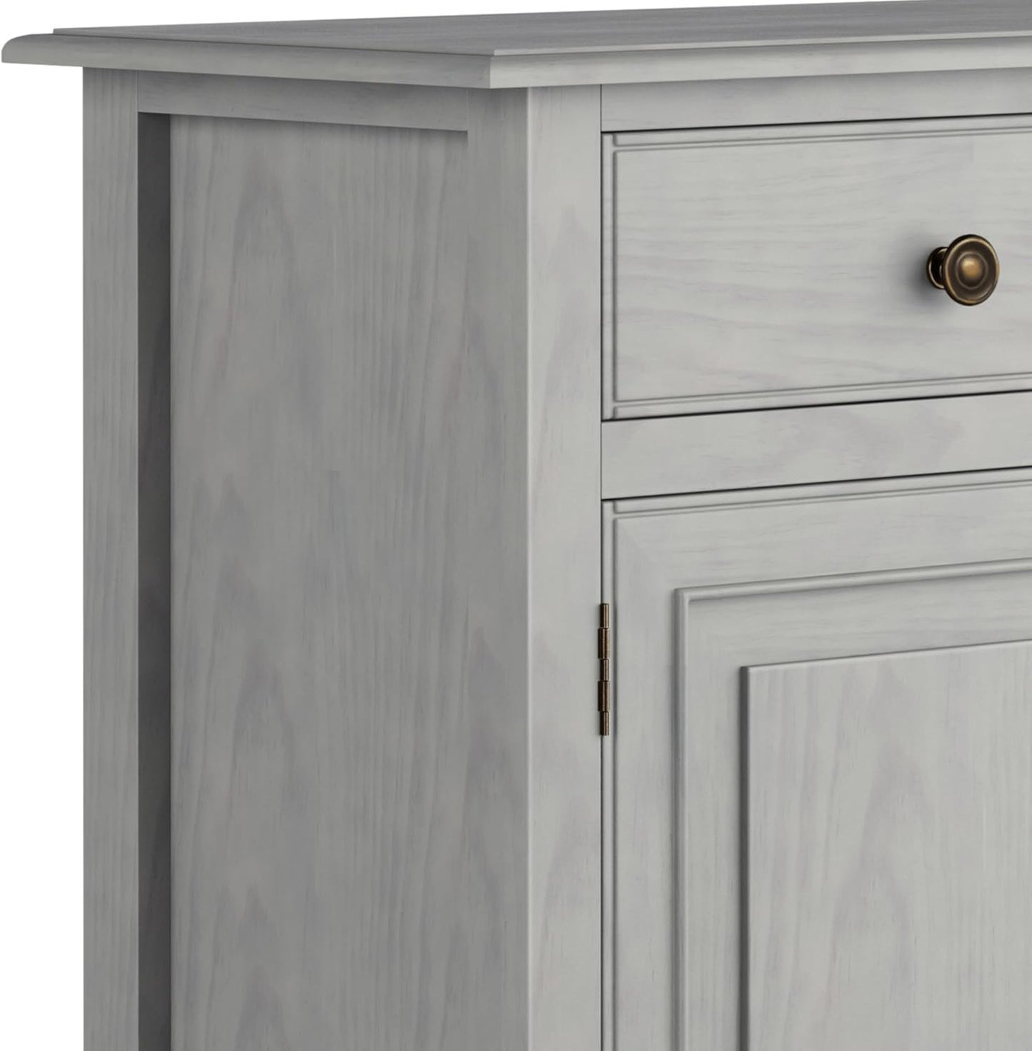 SIMPLIHOME Connaught 40-inch Wide Solid Wood Storage Cabinet in Fog Grey for Entryway, Living Room, Organizer for Hats, Gloves, Shoes, Keys, Slim Design, Traditional Style