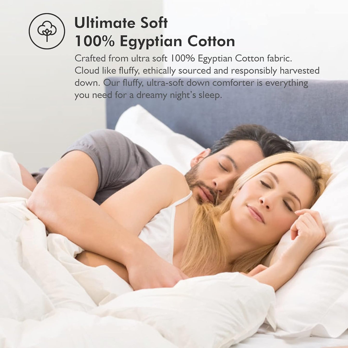 Luxurious All-Season Goose Down Feather Fiber Comforter King Size Duvet Insert, Exquisite Pinch Pleat Ruffled Twisted Flower, Premium Baffle Box, 100% Egyptian Cotton Cover, 70 oz. Fill Weight, Gray